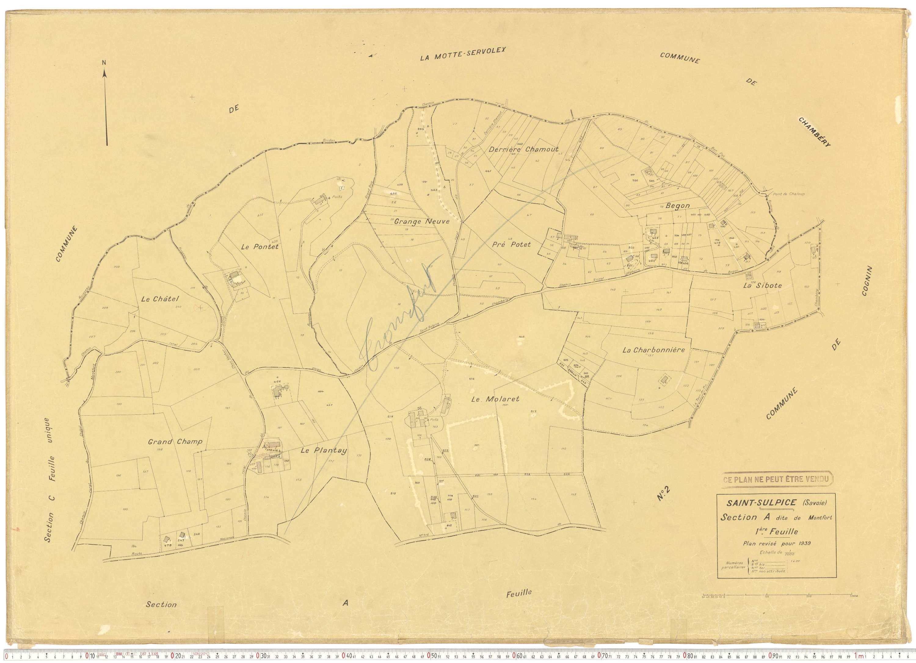 Saint-Sulpice - Plans cadastraux du cadastre rénové.
