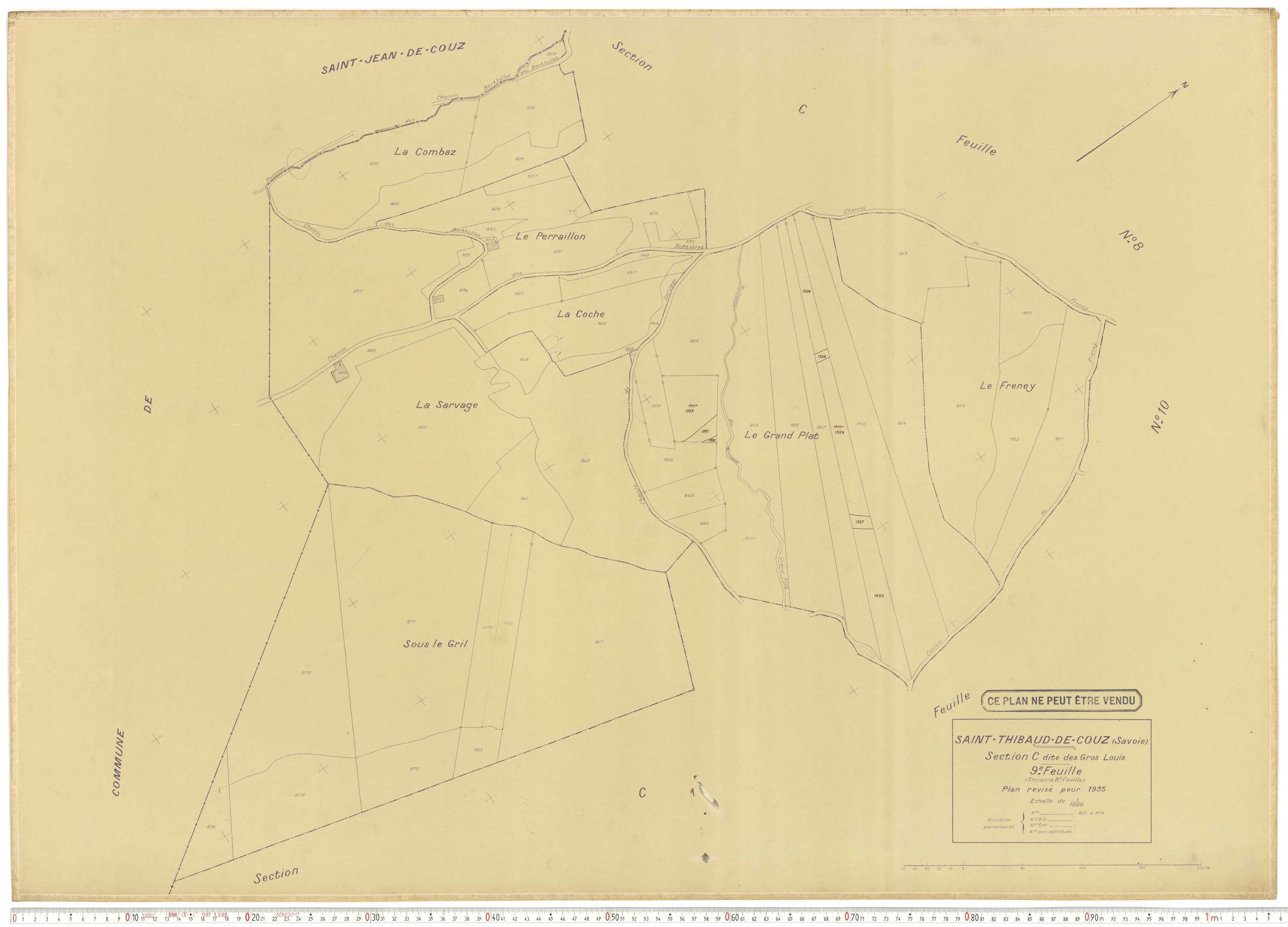 Saint-Thibaud-de-Couz - Plans cadastraux du cadastre rénové.