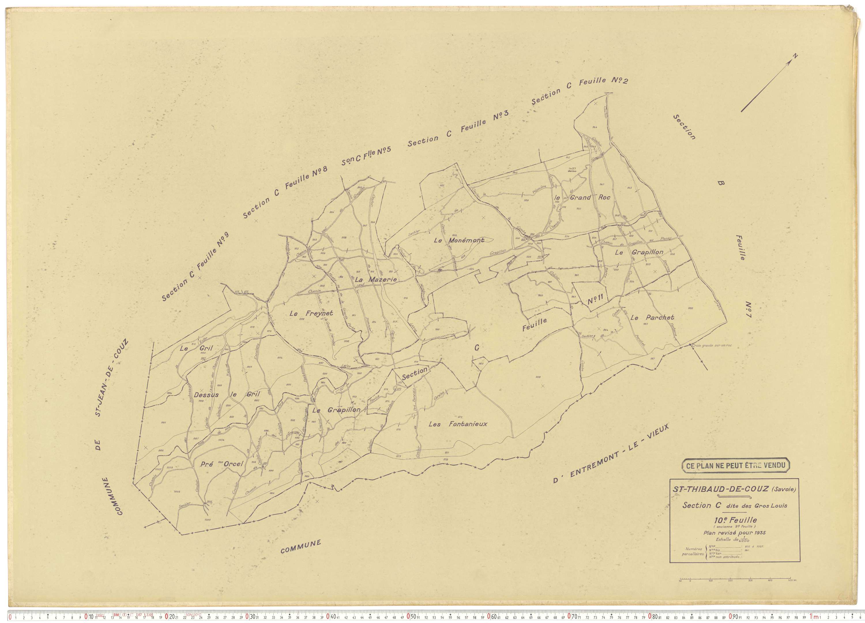 Saint-Thibaud-de-Couz - Plans cadastraux du cadastre rénové.