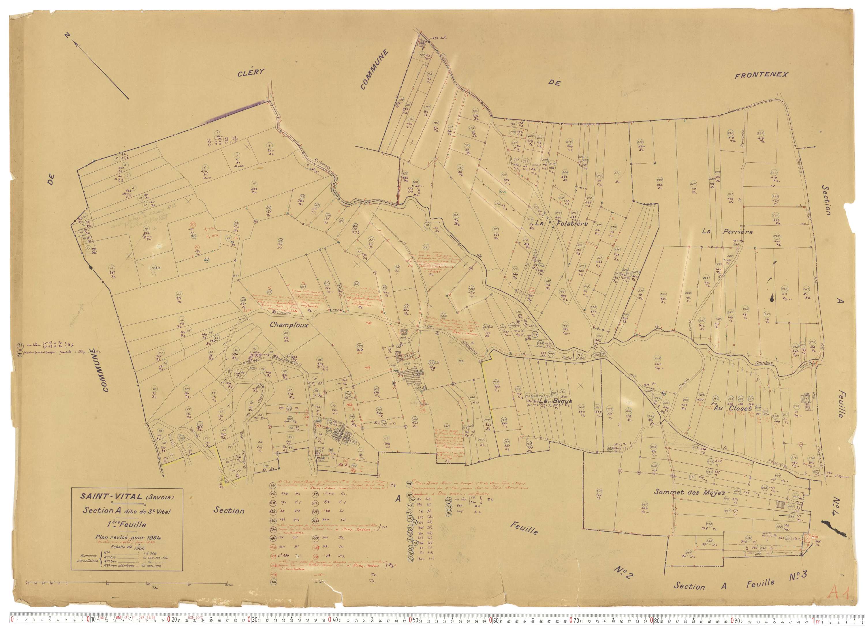 Saint-Vital - Plans cadastraux du cadastre rénové.
