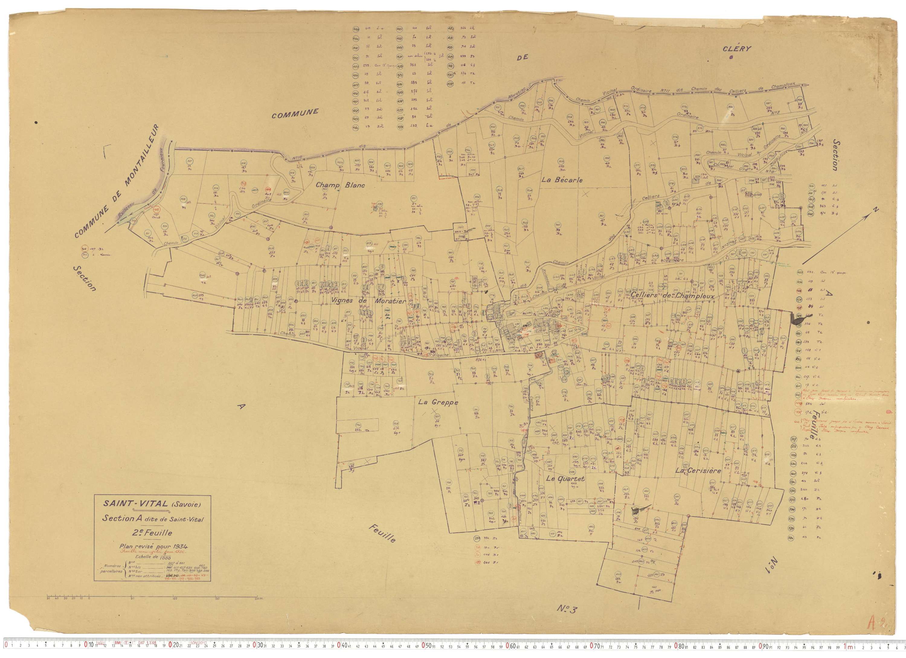 Saint-Vital - Plans cadastraux du cadastre rénové.