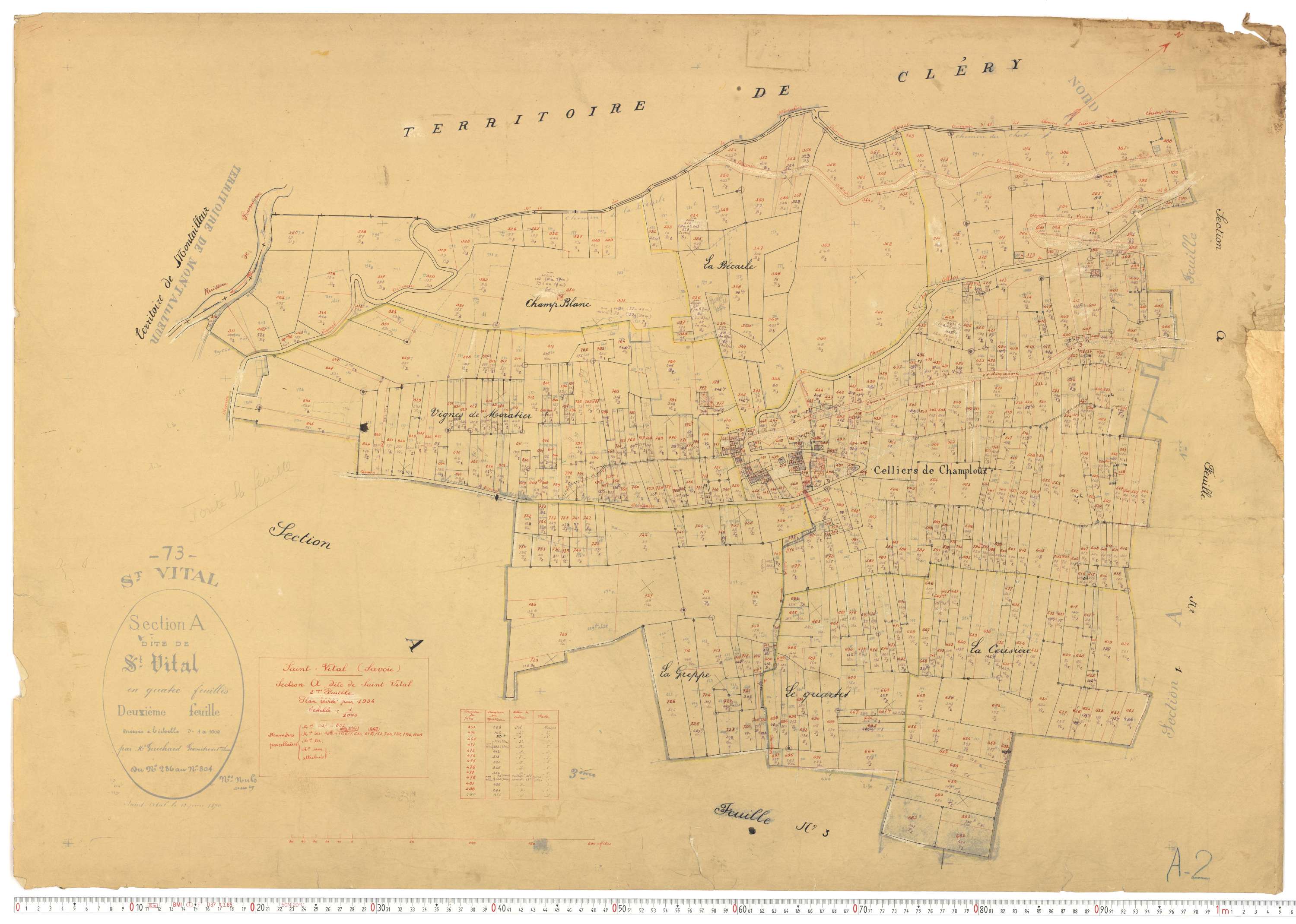 Saint-Vital - Plans cadastraux du cadastre rénové.