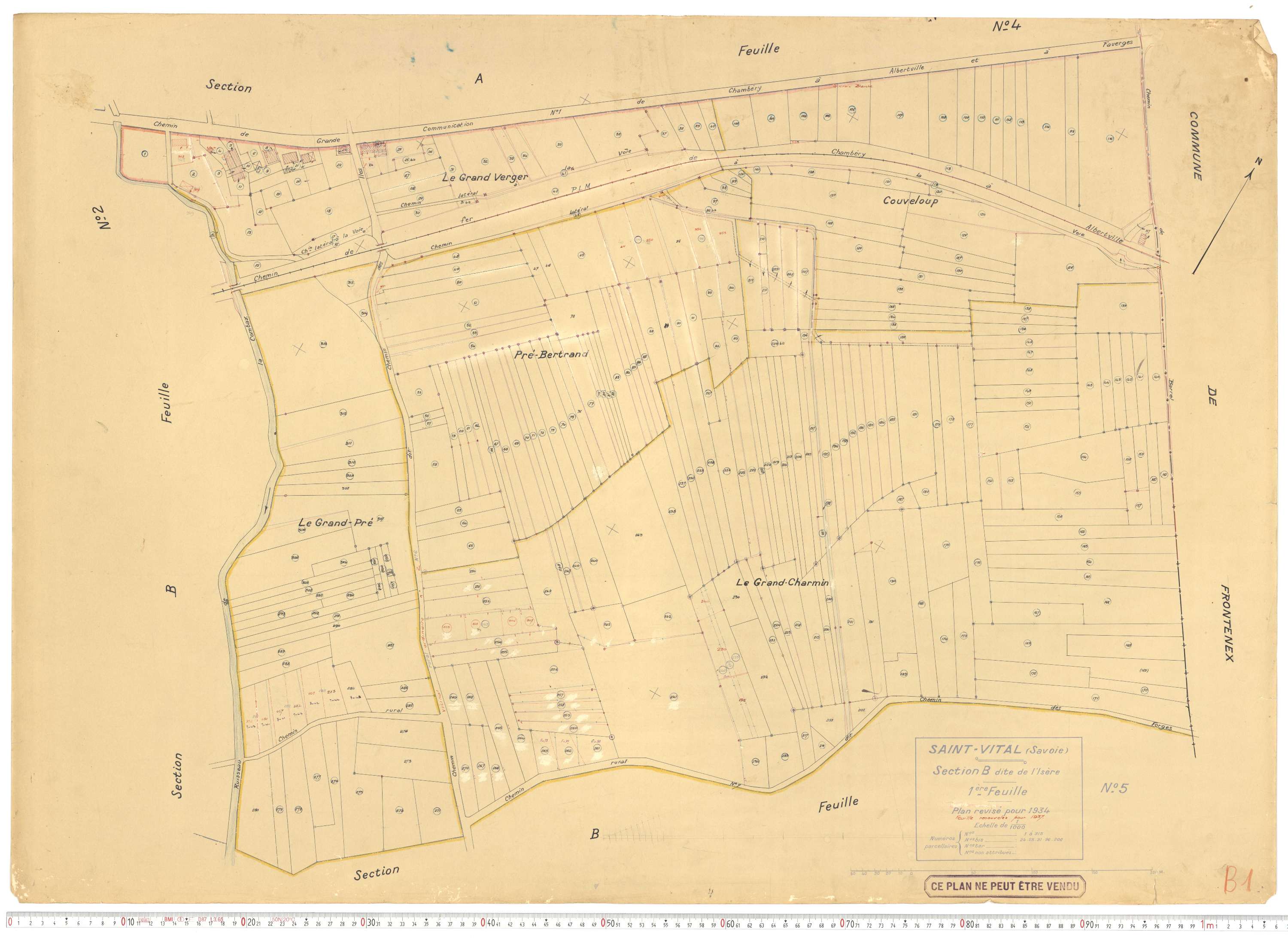 Saint-Vital - Plans cadastraux du cadastre rénové.