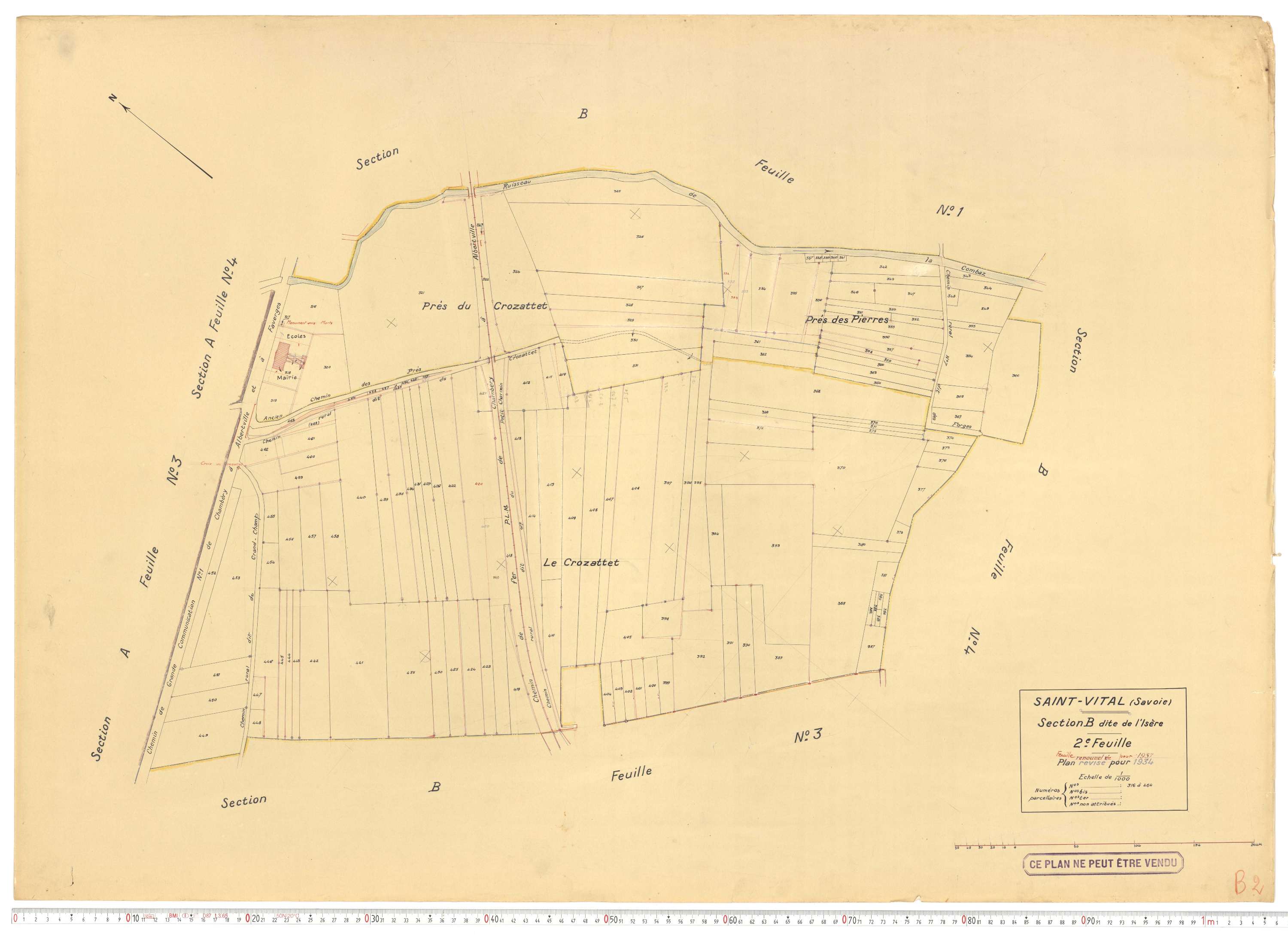 Saint-Vital - Plans cadastraux du cadastre rénové.