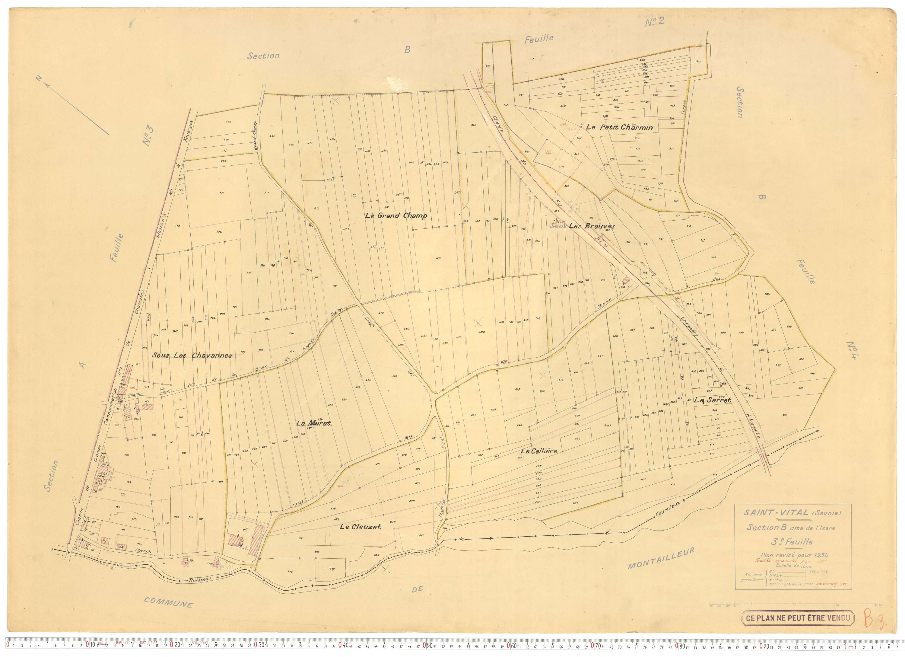 Saint-Vital - Plans cadastraux du cadastre rénové.