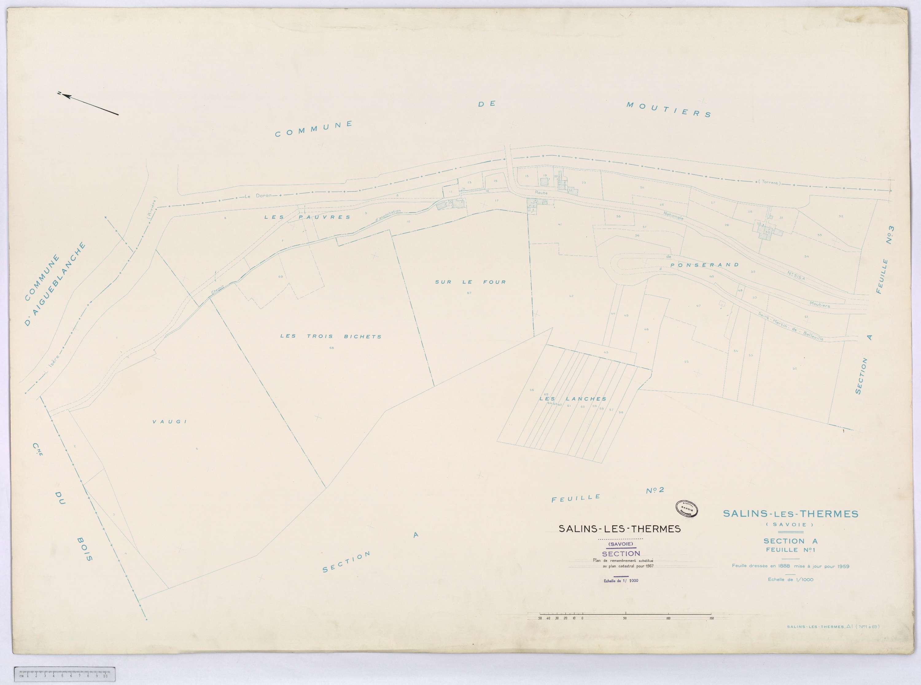 Salins-les-Thermes - Cadastre rénové (1959) et remembré (1967).