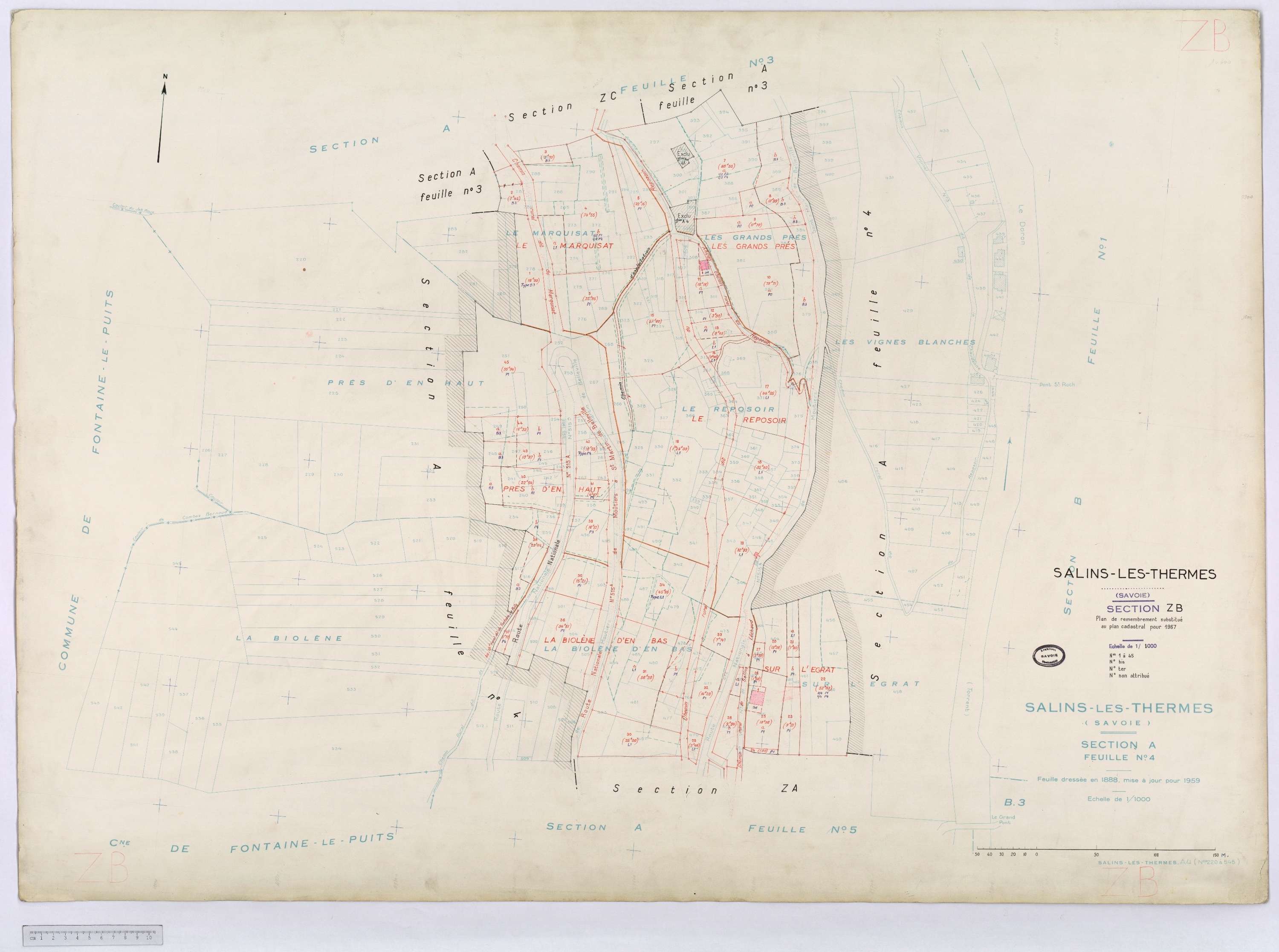 Salins-les-Thermes - Cadastre rénové (1959) et remembré (1967).