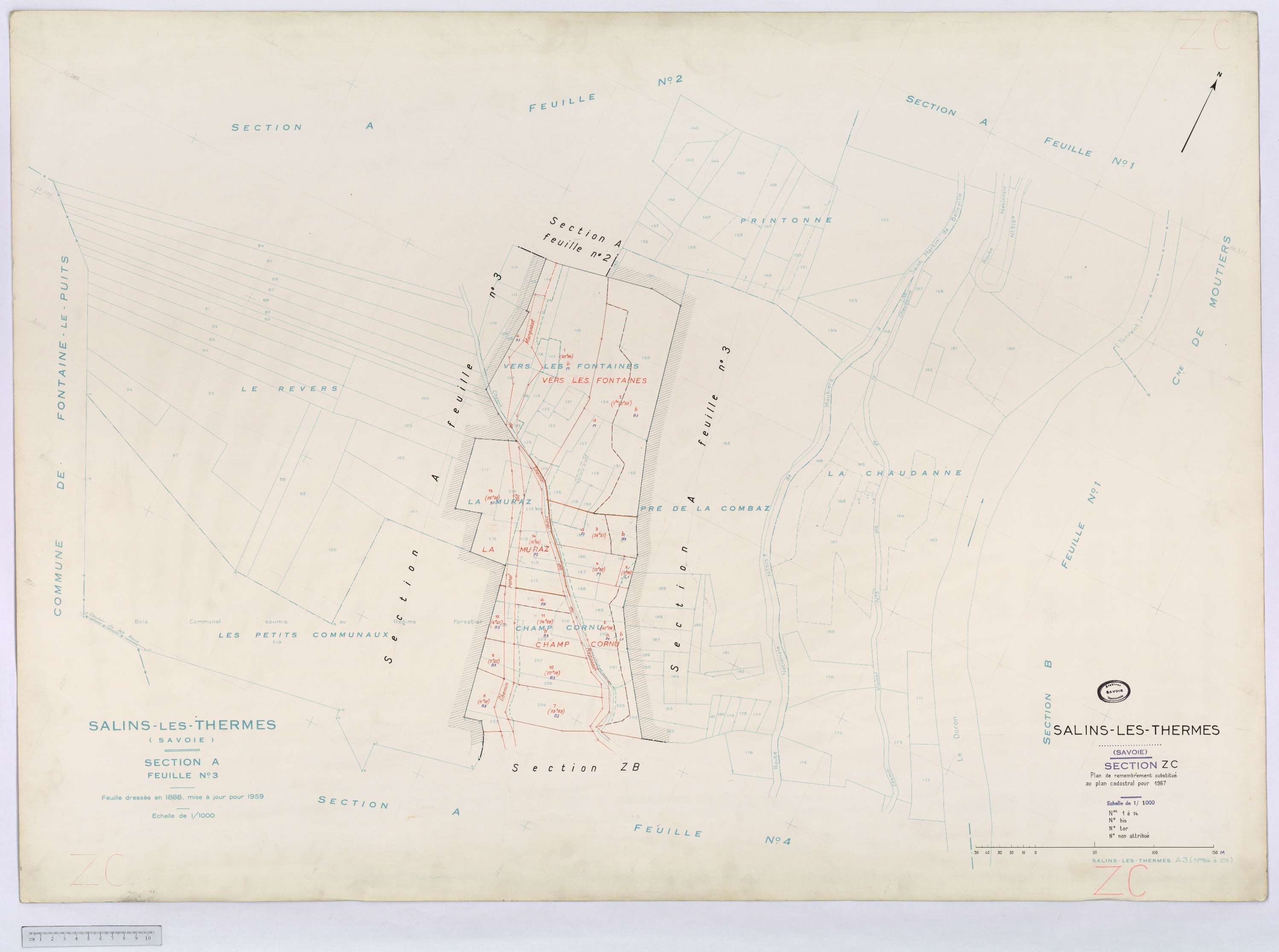 Salins-les-Thermes - Cadastre rénové (1959) et remembré (1967).