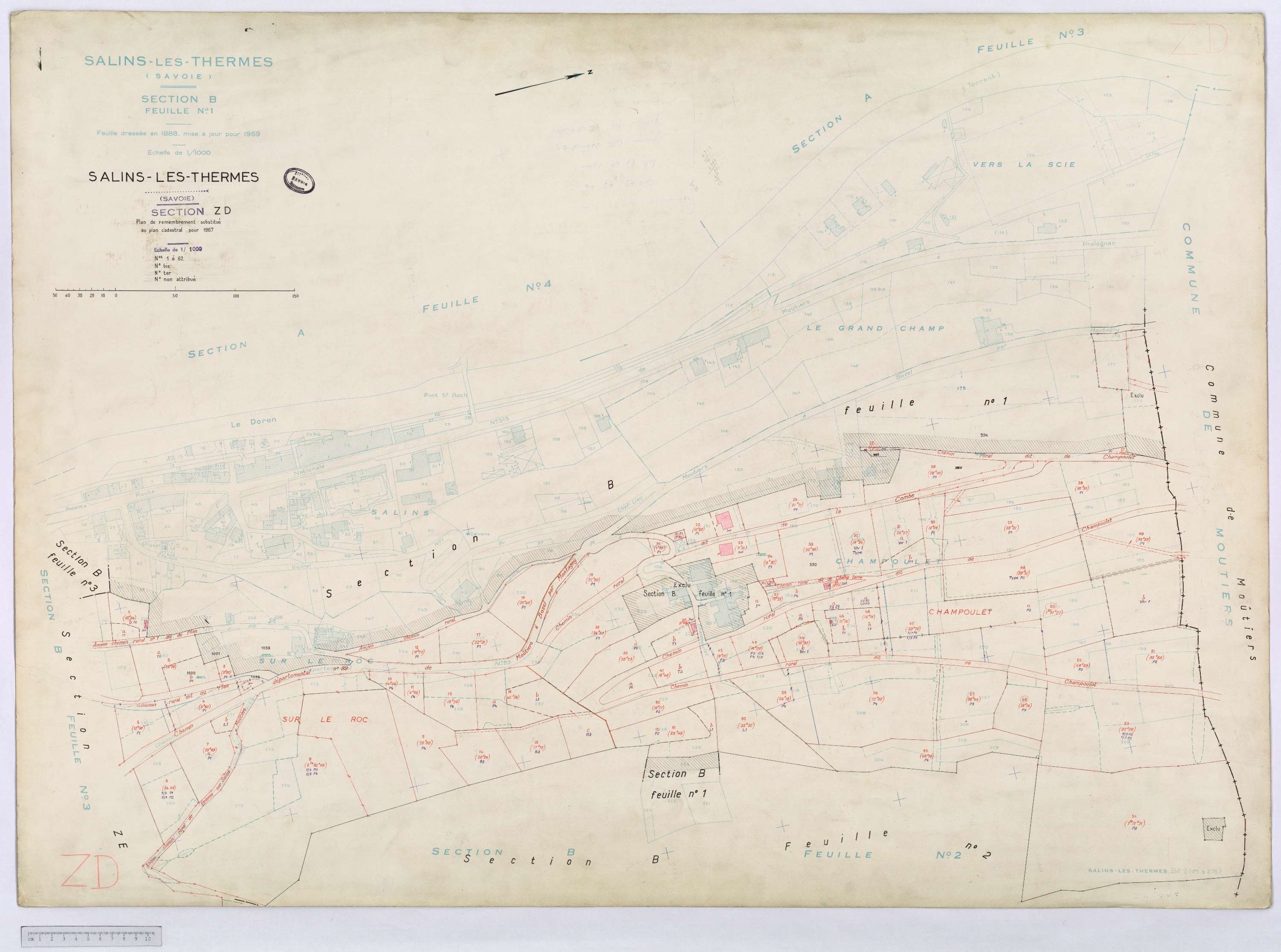 Salins-les-Thermes - Cadastre rénové (1959) et remembré (1967).