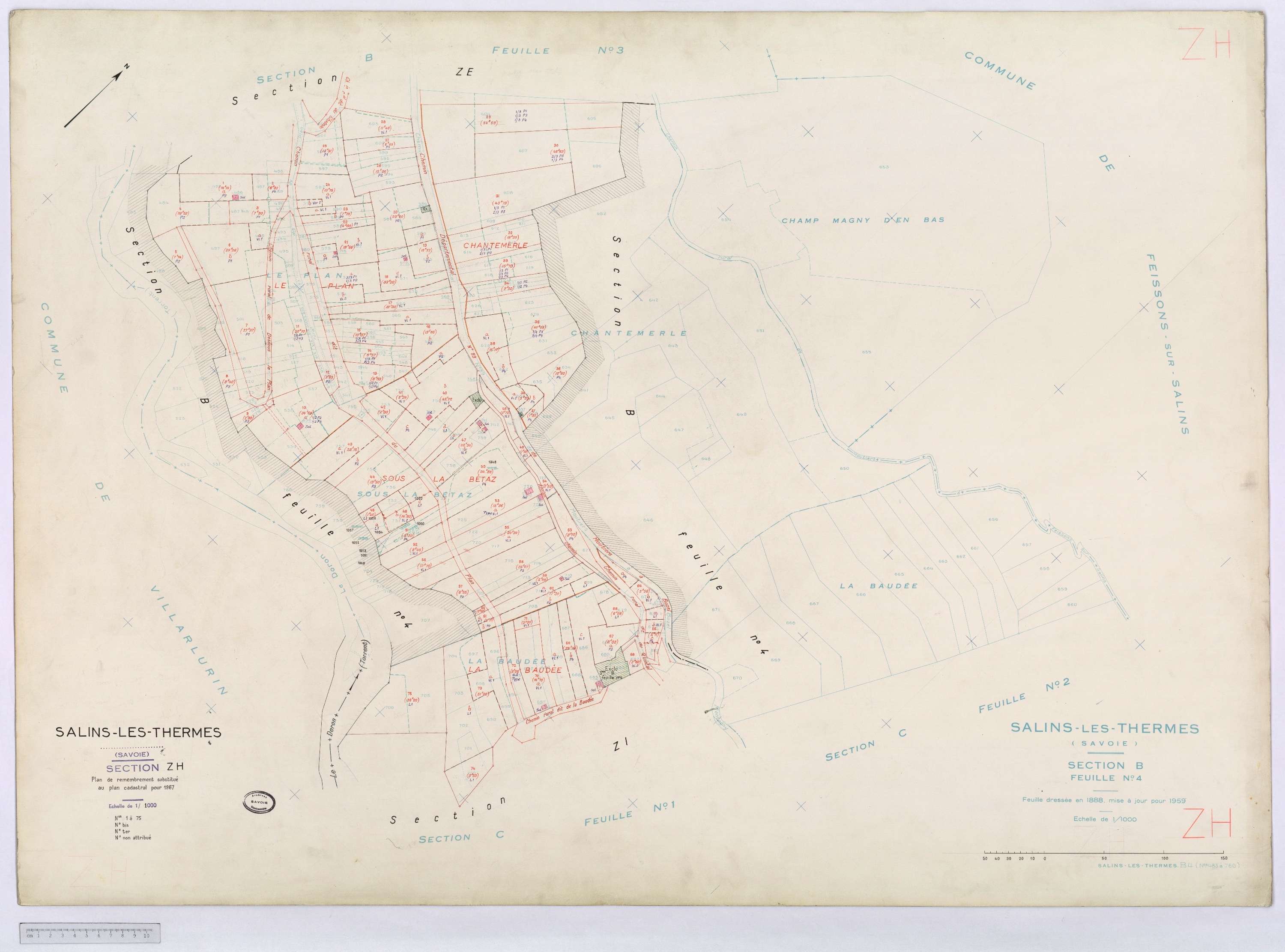 Salins-les-Thermes - Cadastre rénové (1959) et remembré (1967).