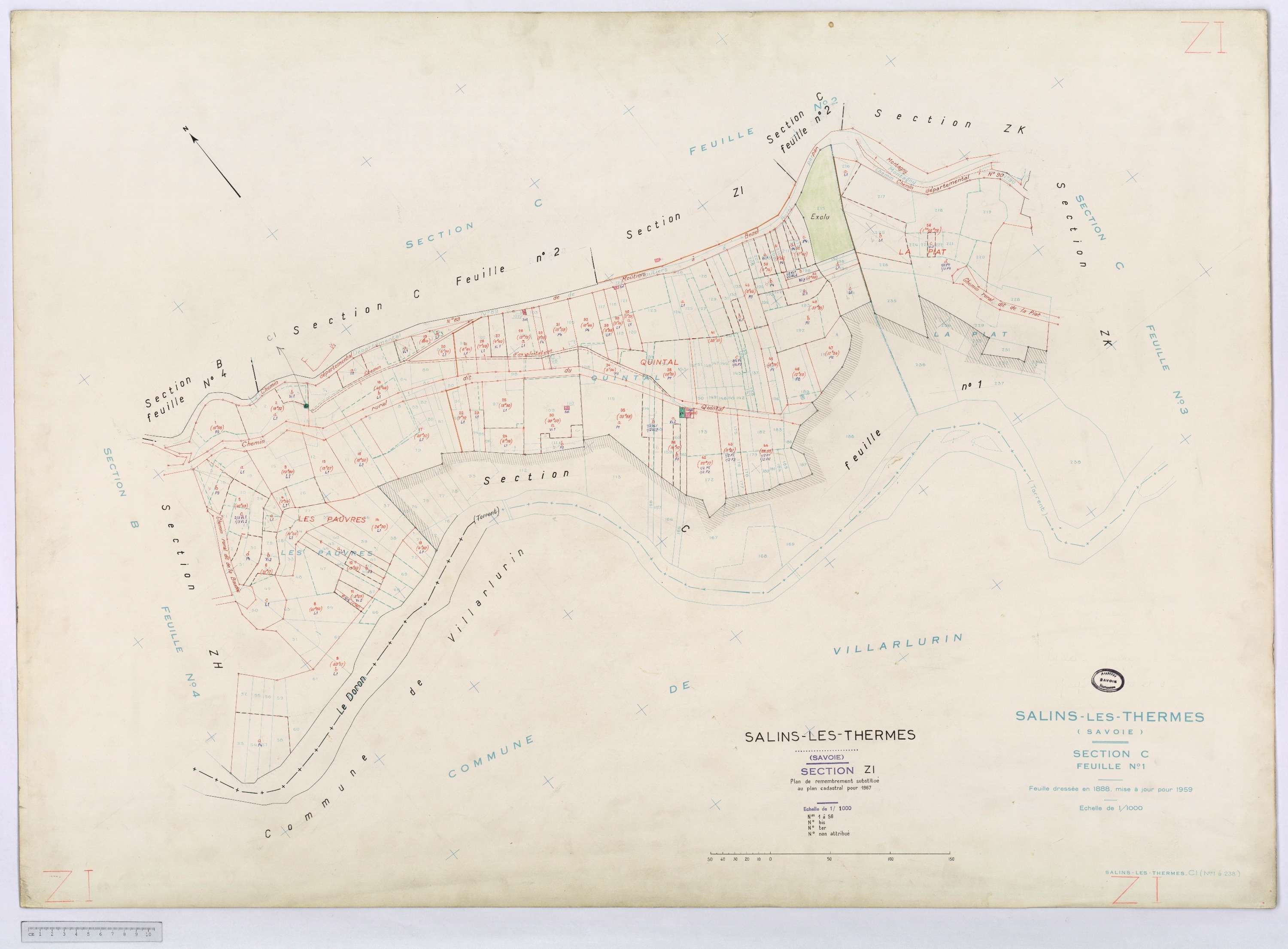Salins-les-Thermes - Cadastre rénové (1959) et remembré (1967).