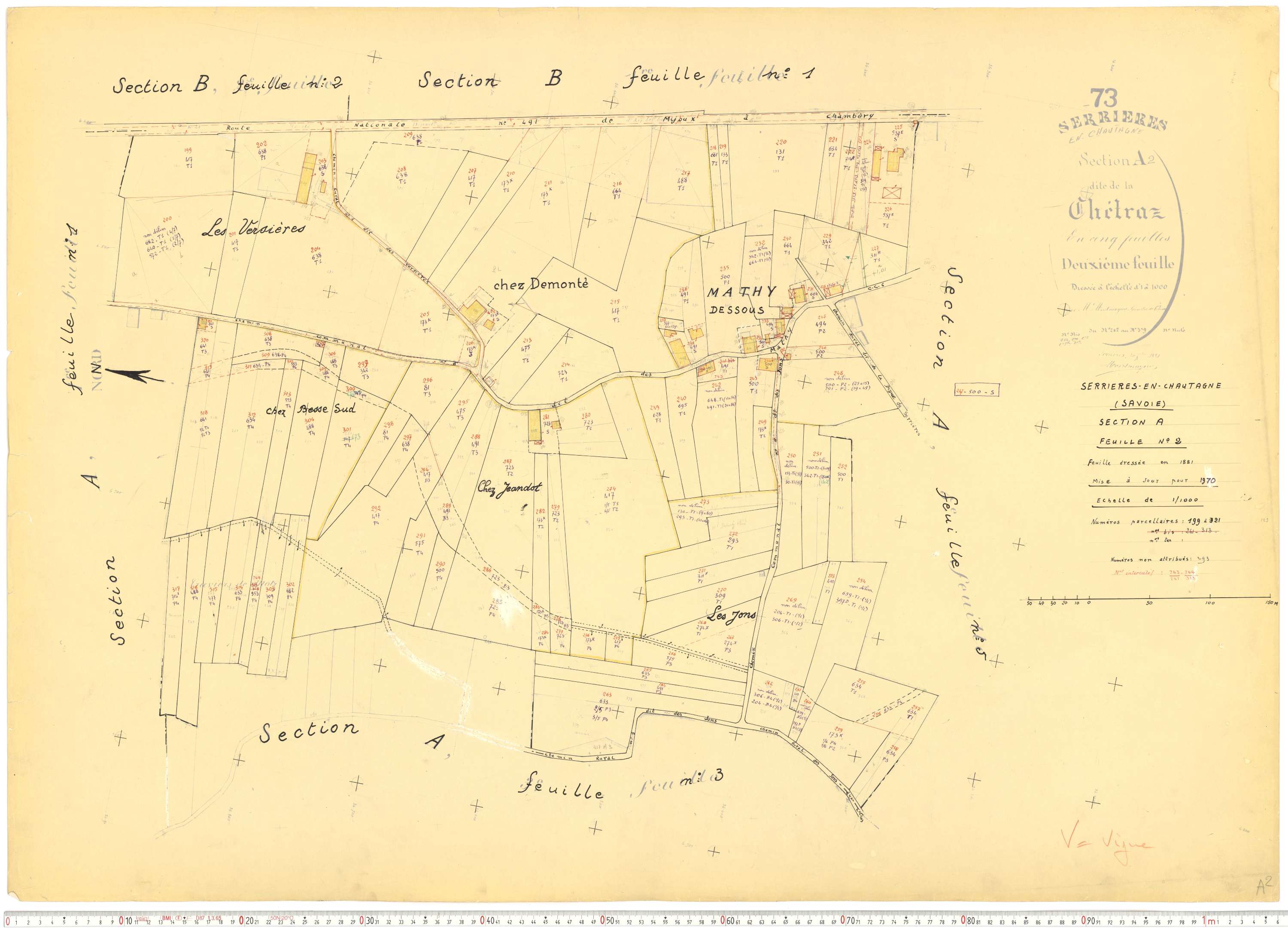 Serrières-en-Chautagne - Cadastre rénové, version de travail (1970).