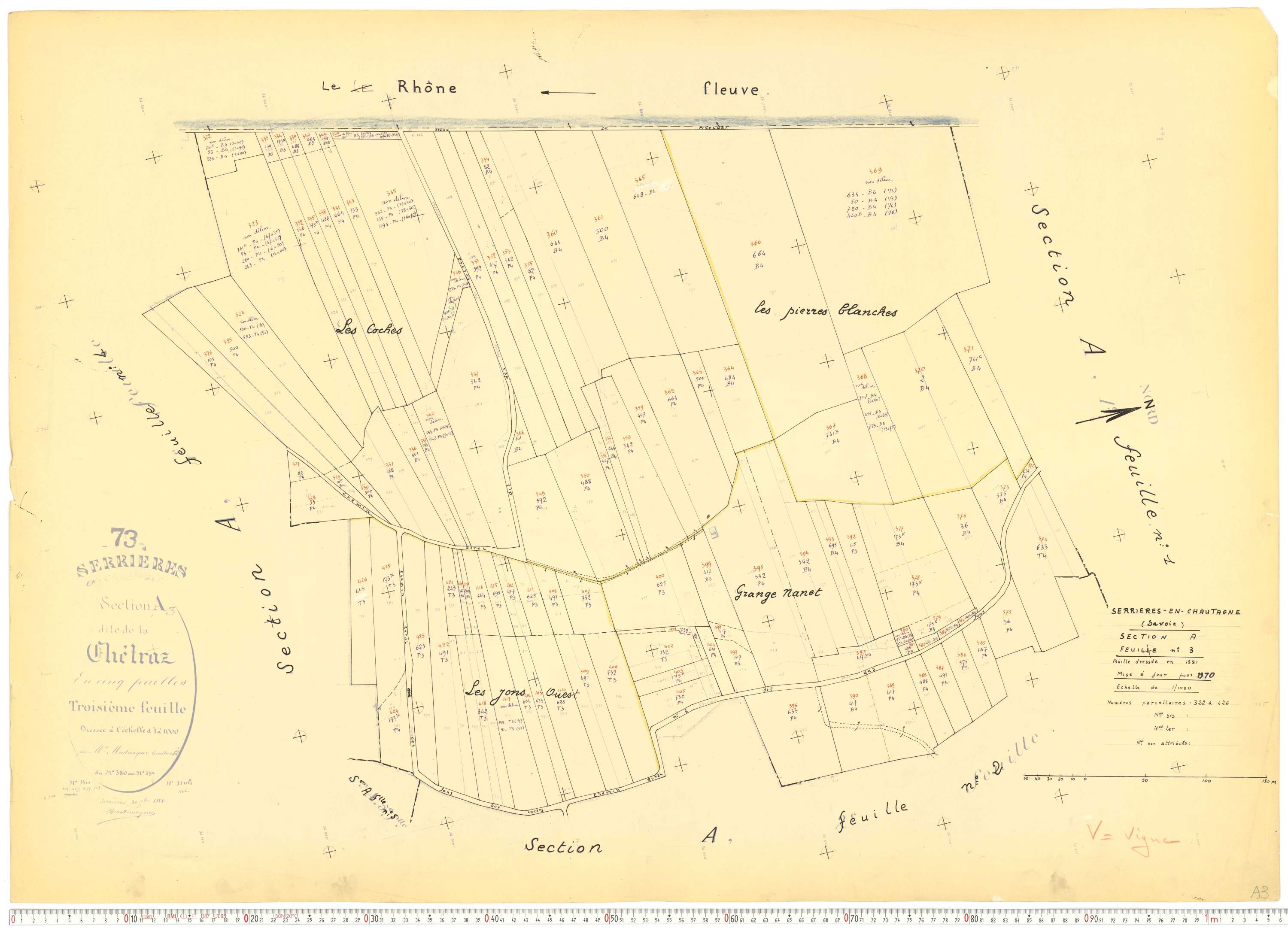 Serrières-en-Chautagne - Cadastre rénové, version de travail (1970).