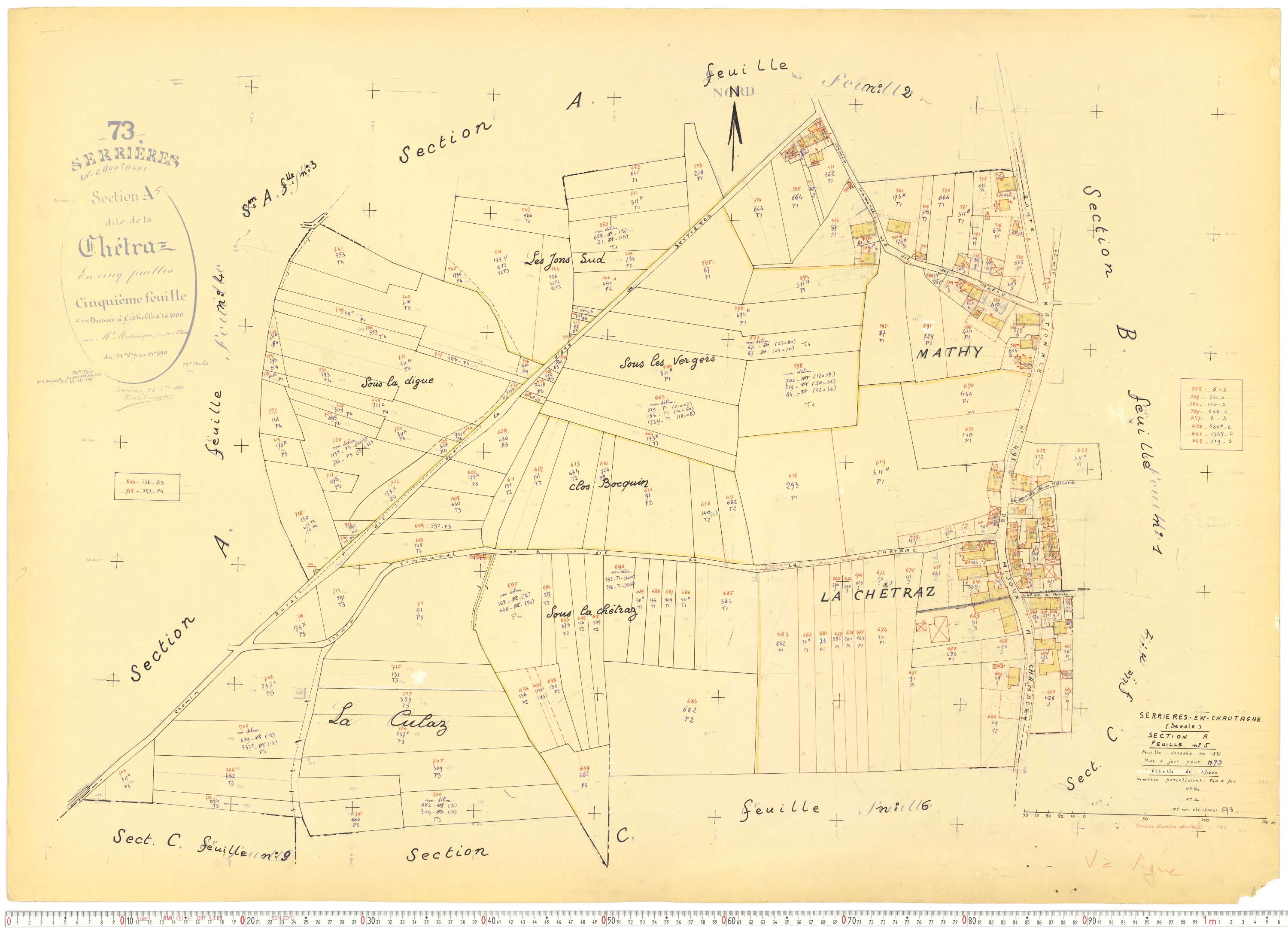 Serrières-en-Chautagne - Cadastre rénové, version de travail (1970).