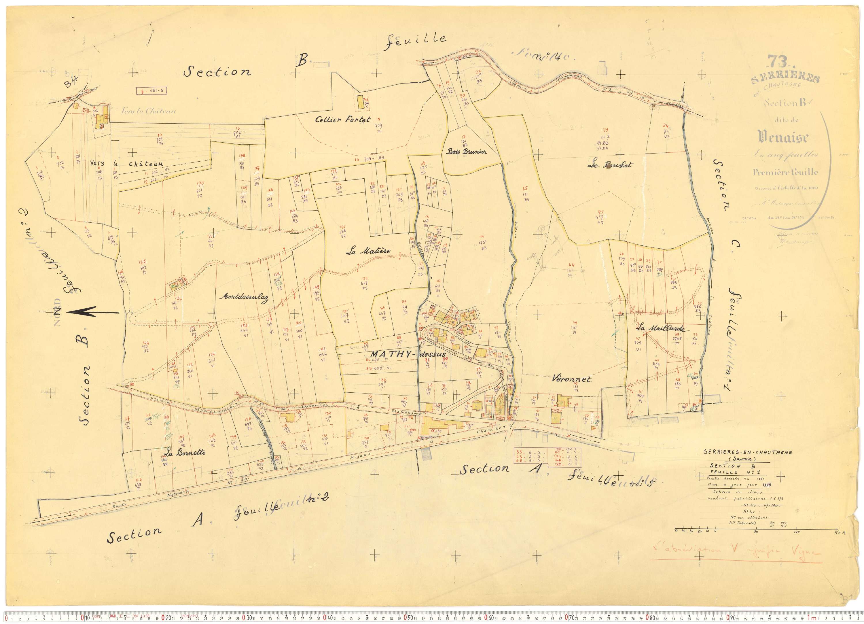 Serrières-en-Chautagne - Cadastre rénové, version de travail (1970).