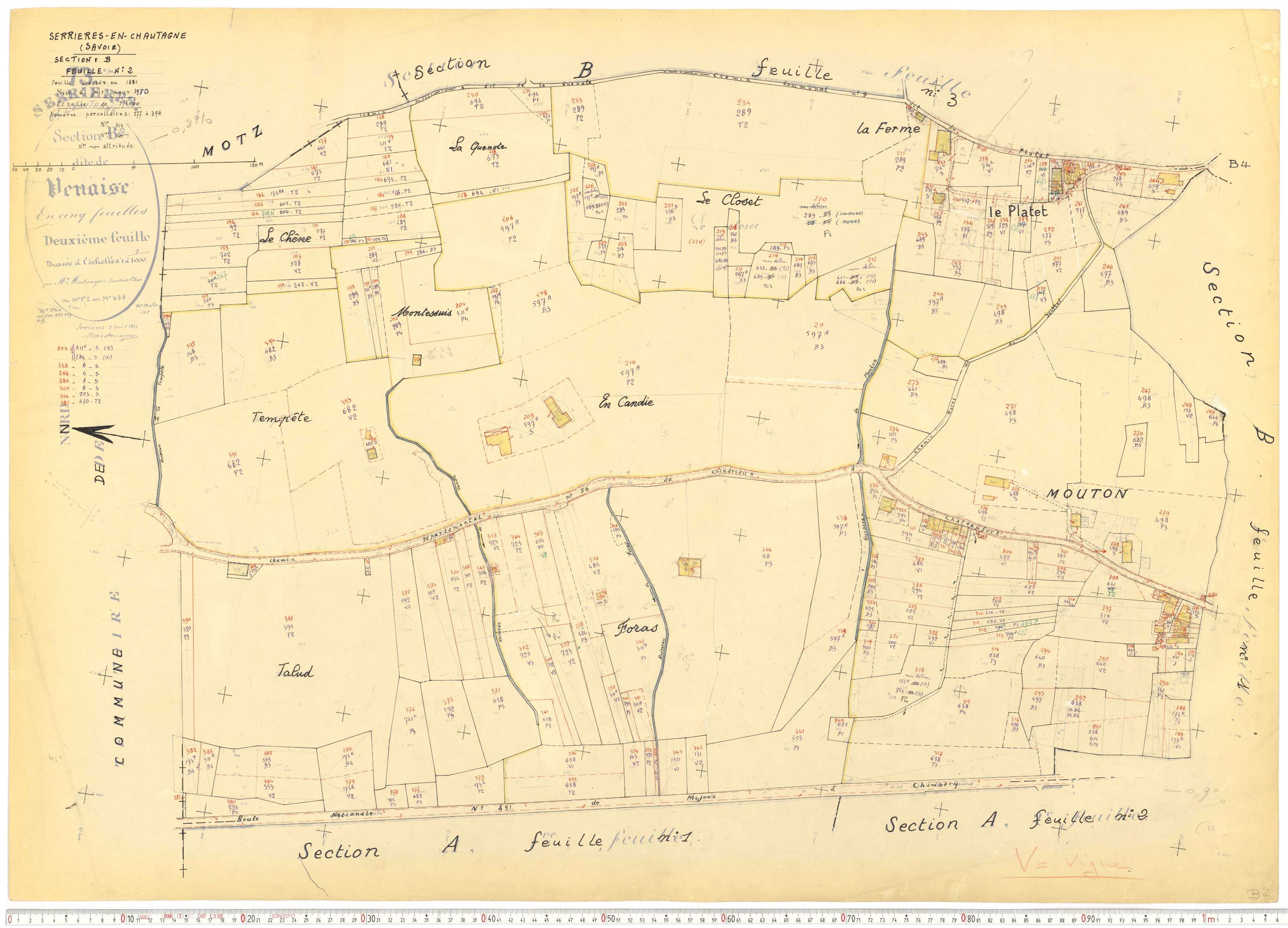 Serrières-en-Chautagne - Cadastre rénové, version de travail (1970).