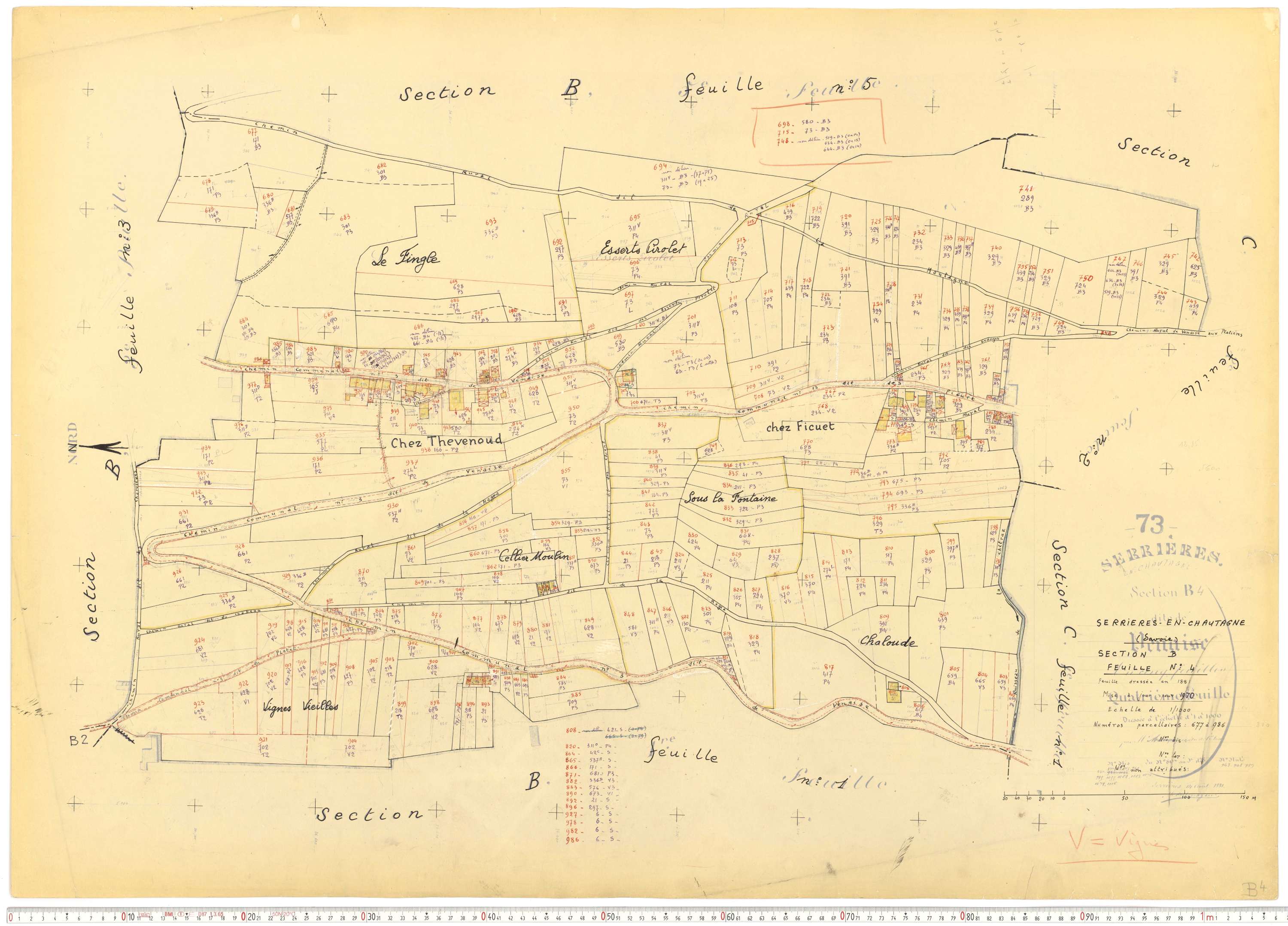 Serrières-en-Chautagne - Cadastre rénové, version de travail (1970).