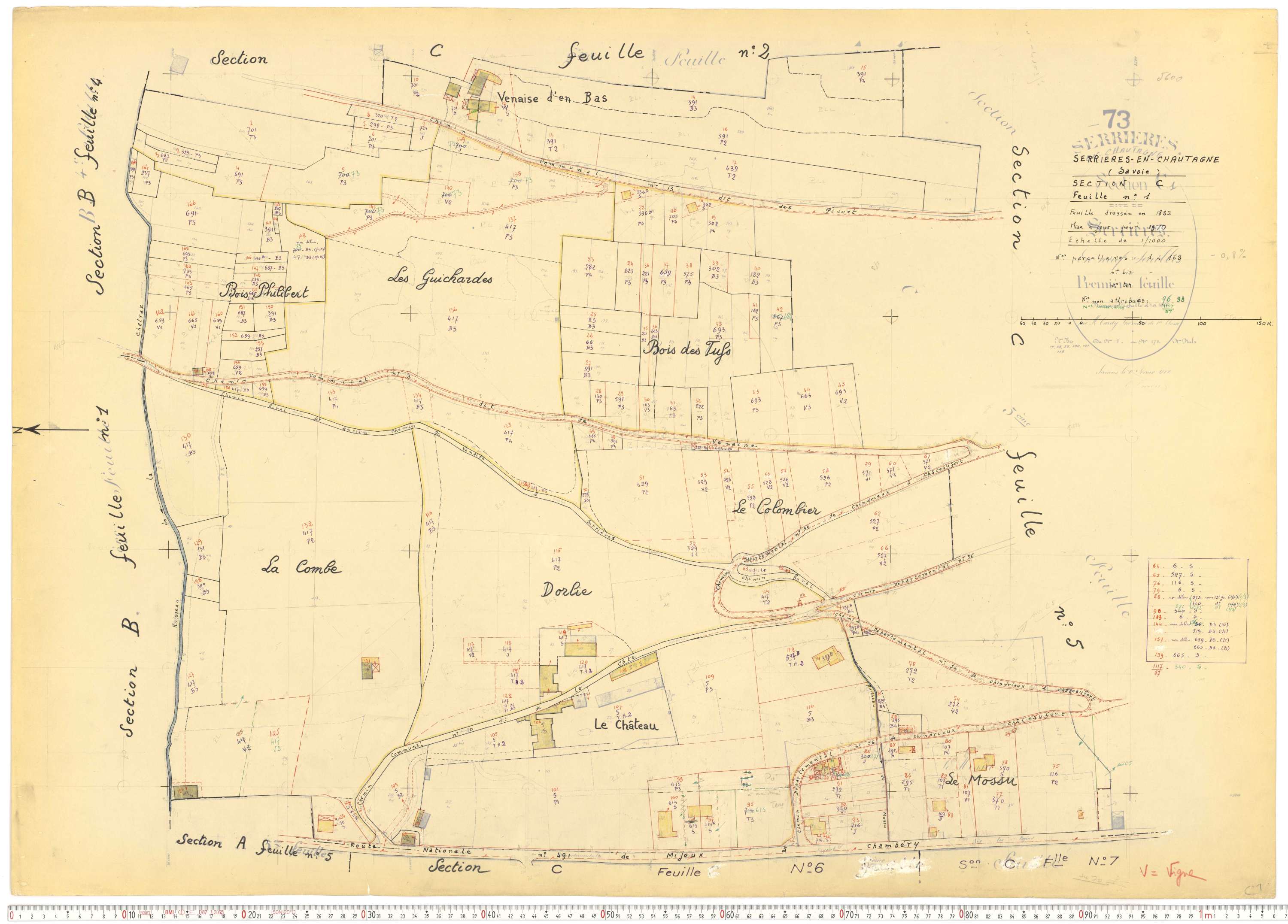 Serrières-en-Chautagne - Cadastre rénové, version de travail (1970).
