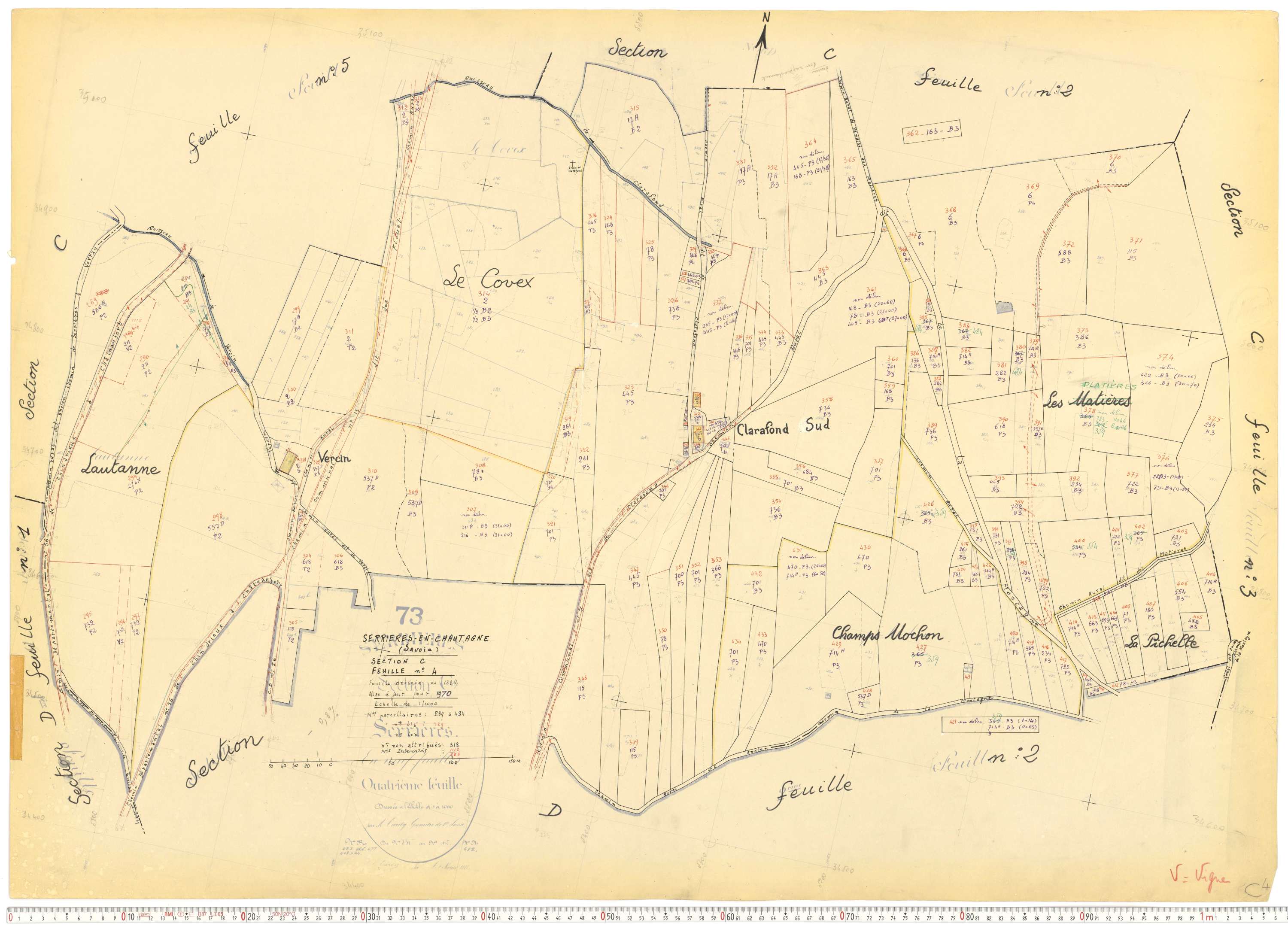 Serrières-en-Chautagne - Cadastre rénové, version de travail (1970).
