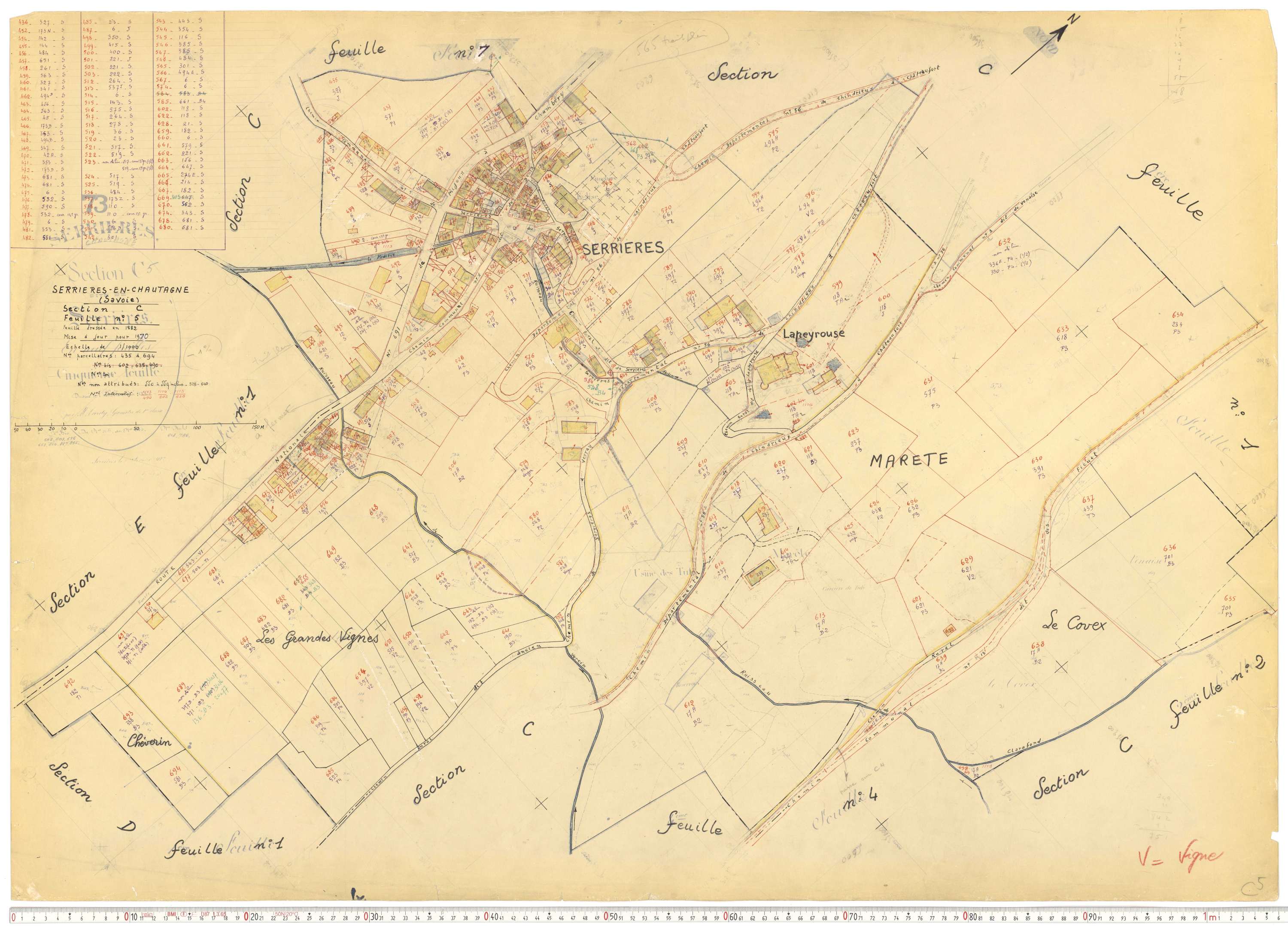 Serrières-en-Chautagne - Cadastre rénové, version de travail (1970).