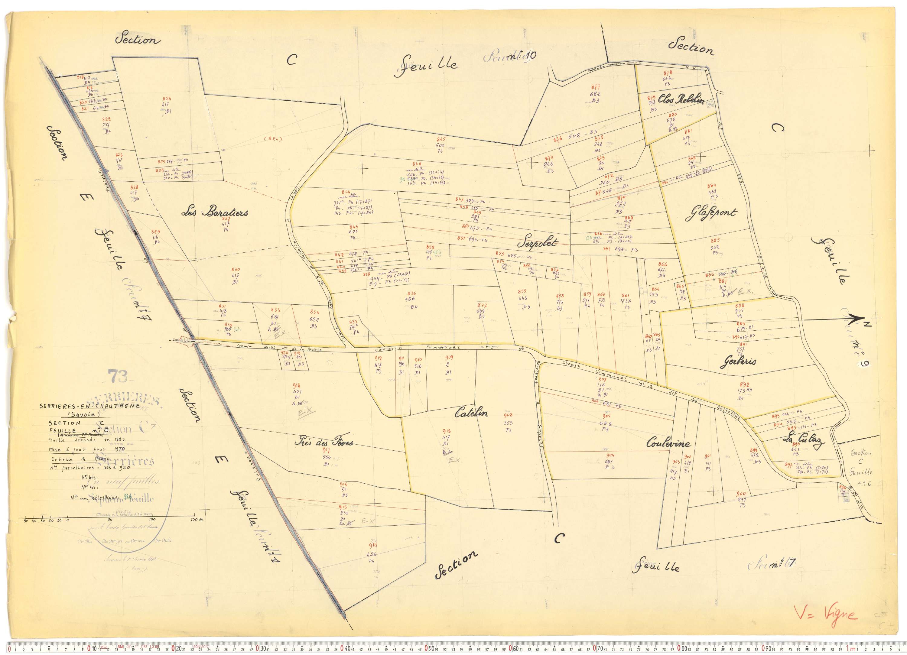 Serrières-en-Chautagne - Cadastre rénové, version de travail (1970).