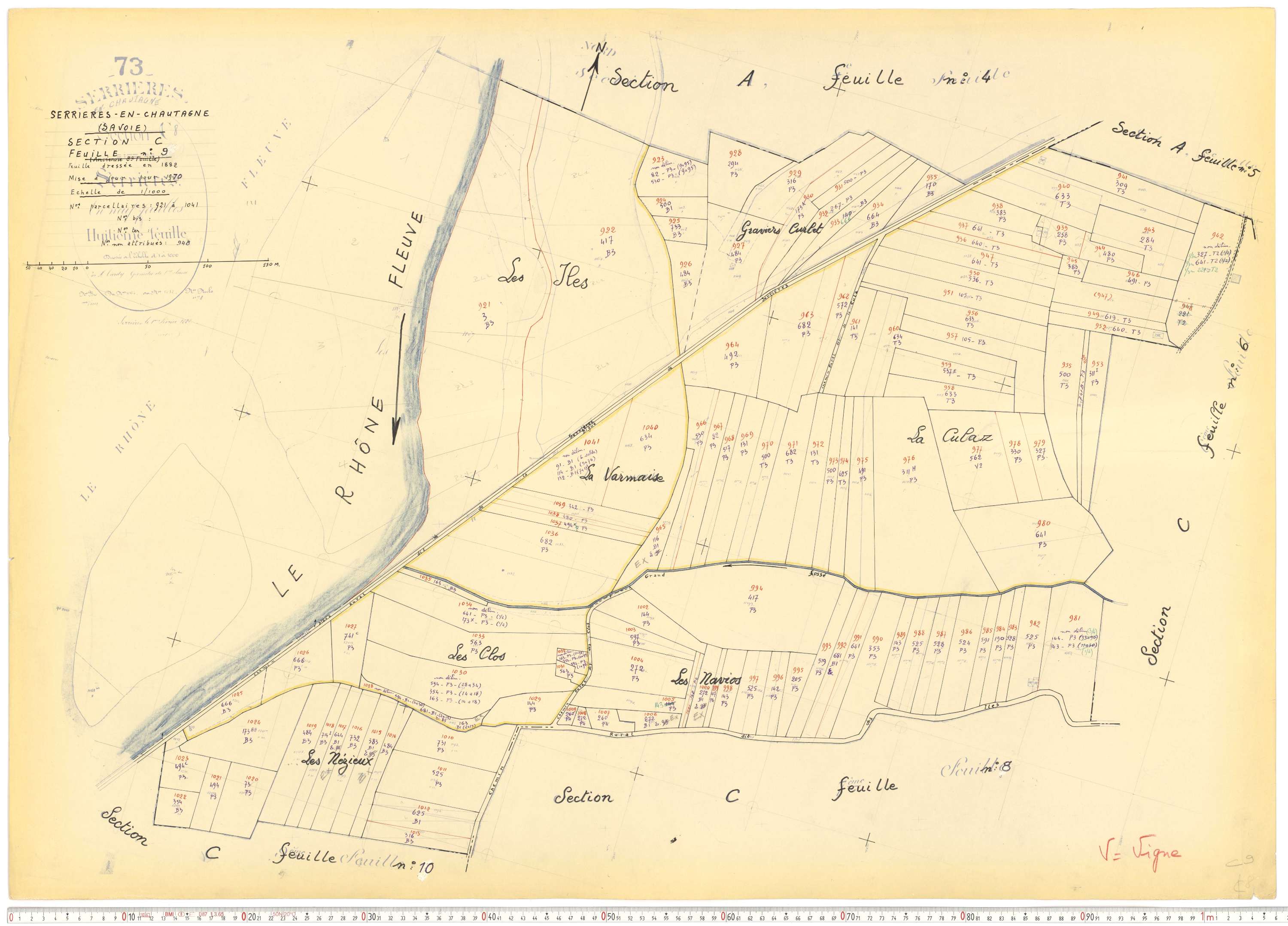 Serrières-en-Chautagne - Cadastre rénové, version de travail (1970).