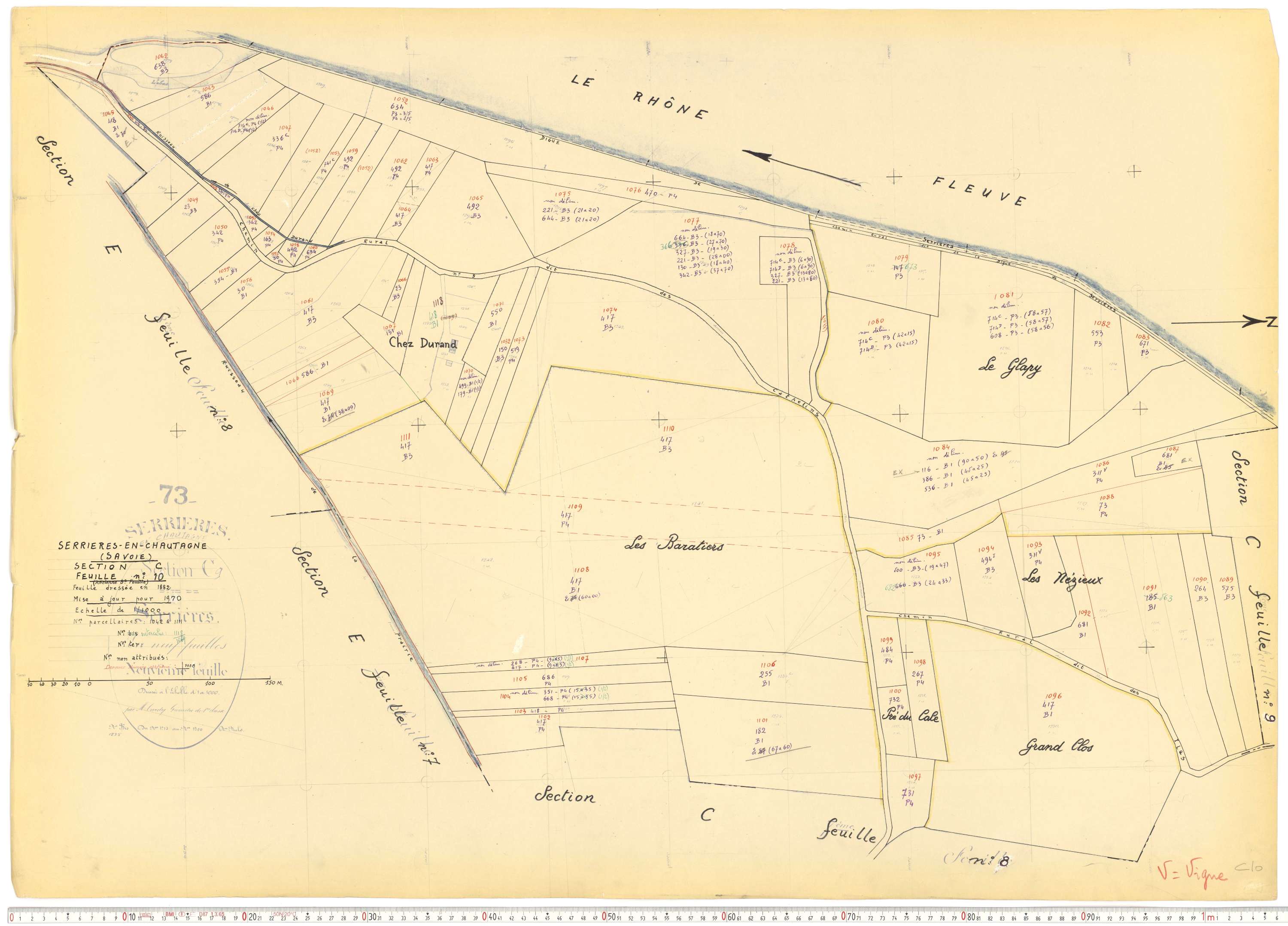 Serrières-en-Chautagne - Cadastre rénové, version de travail (1970).