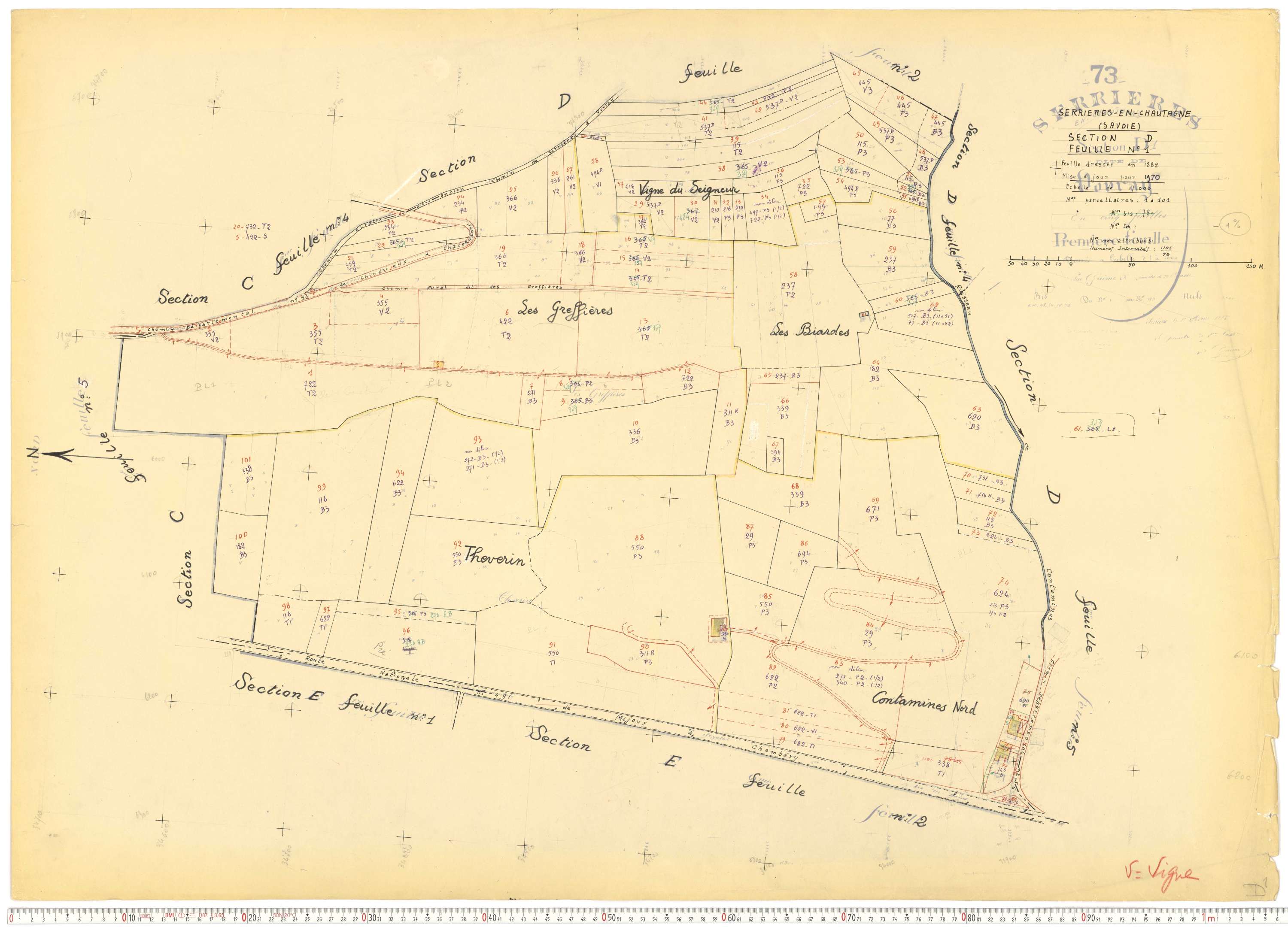 Serrières-en-Chautagne - Cadastre rénové, version de travail (1970).