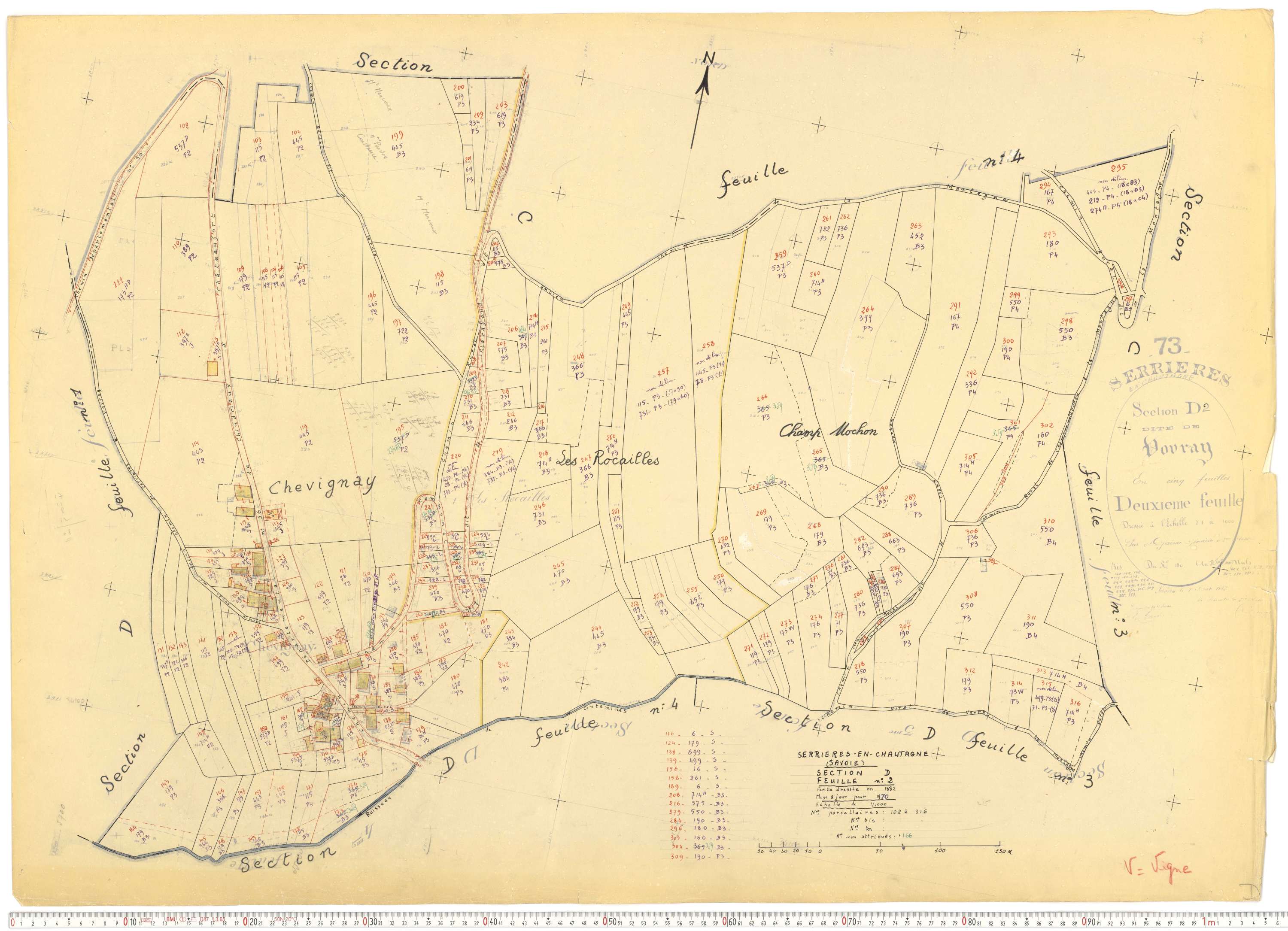 Serrières-en-Chautagne - Cadastre rénové, version de travail (1970).