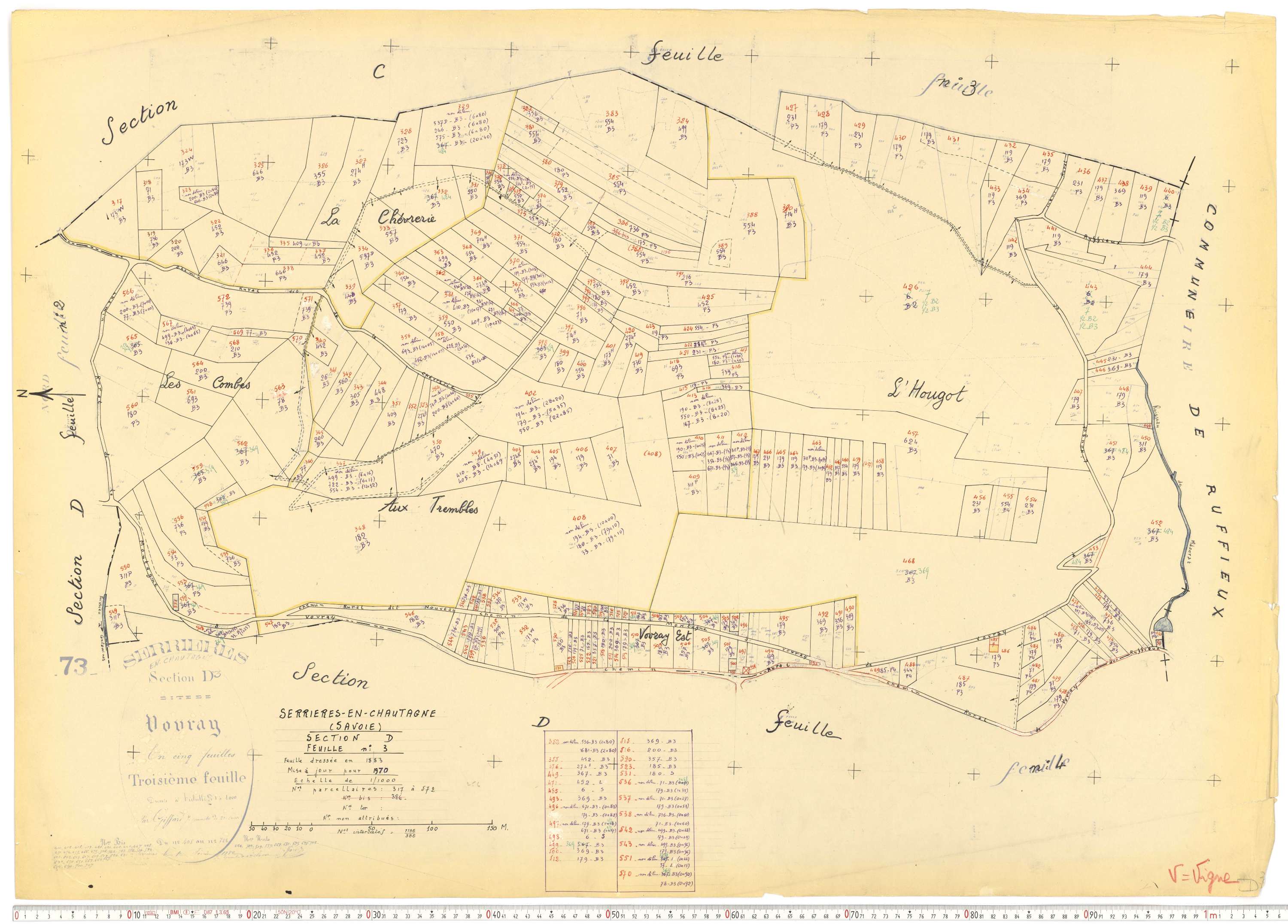 Serrières-en-Chautagne - Cadastre rénové, version de travail (1970).