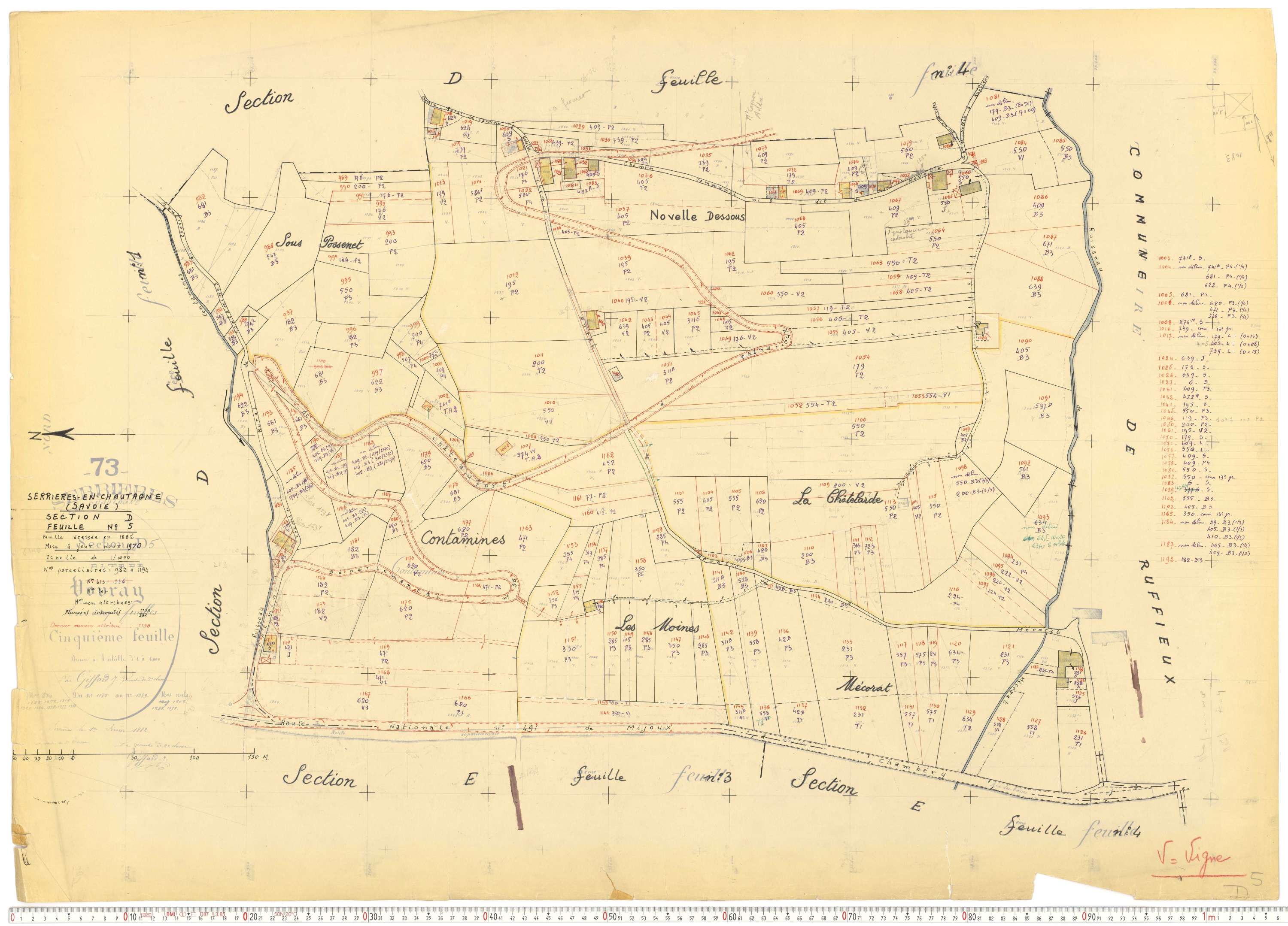 Serrières-en-Chautagne - Cadastre rénové, version de travail (1970).