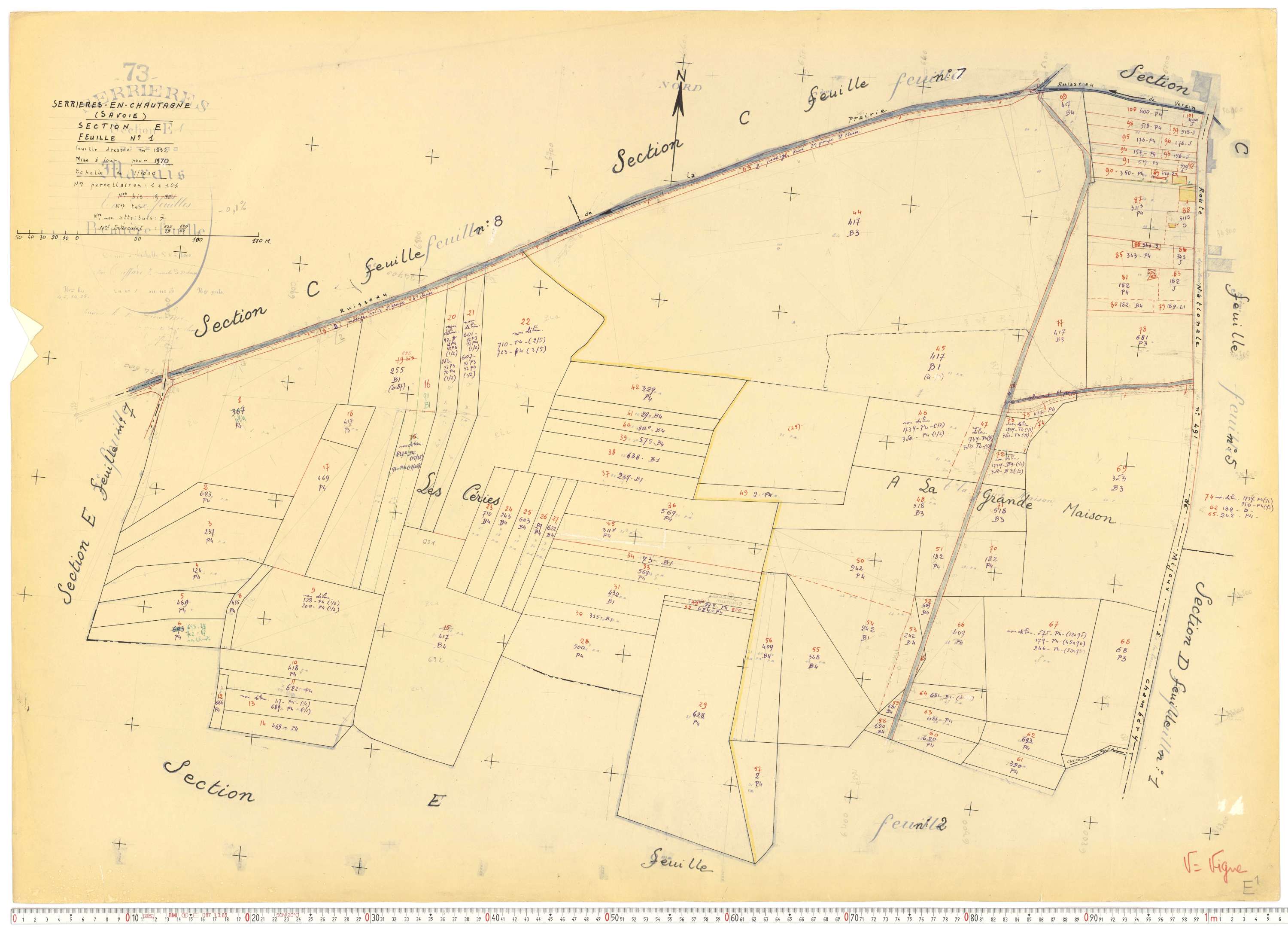 Serrières-en-Chautagne - Cadastre rénové, version de travail (1970).