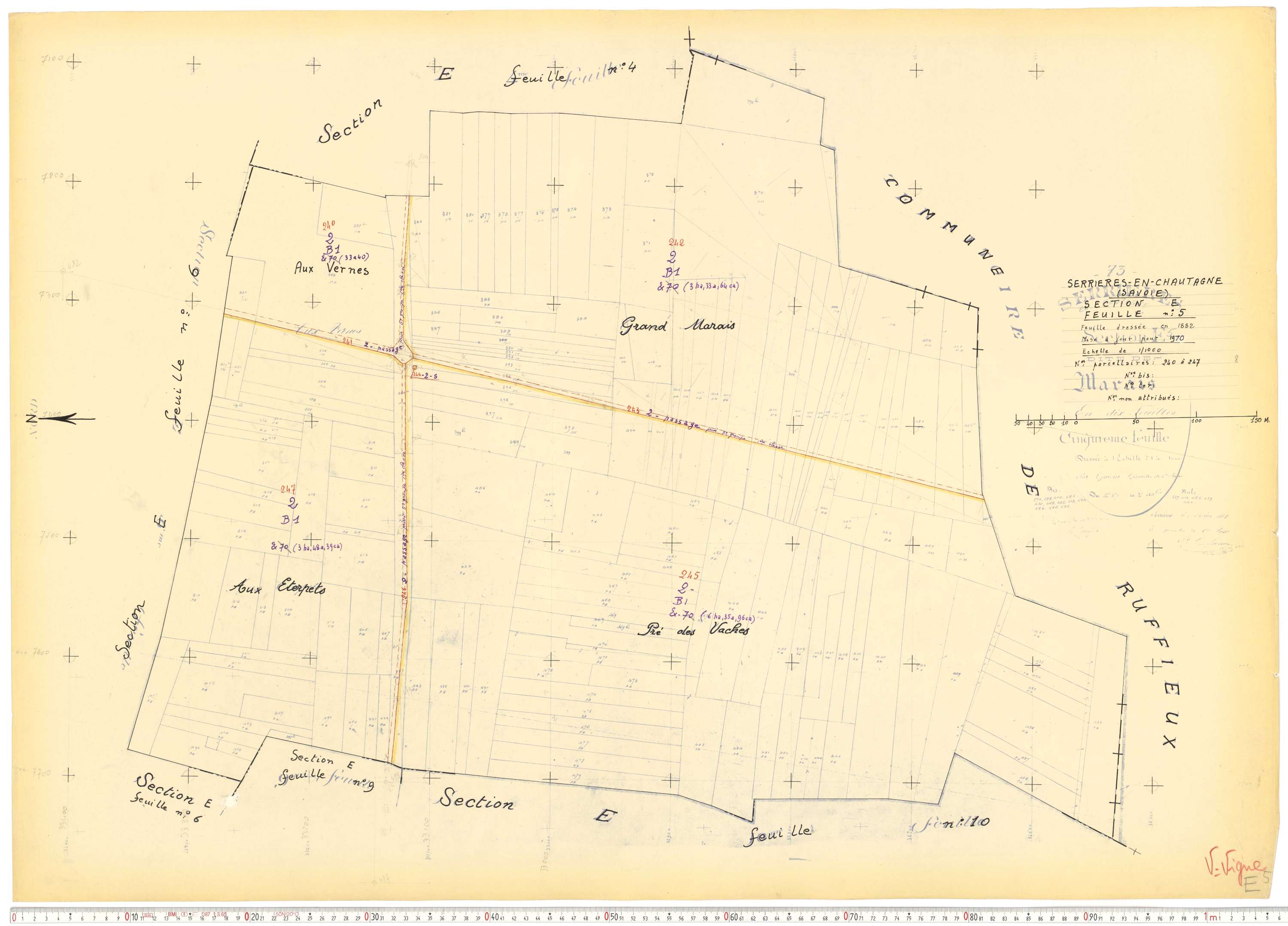 Serrières-en-Chautagne - Cadastre rénové, version de travail (1970).