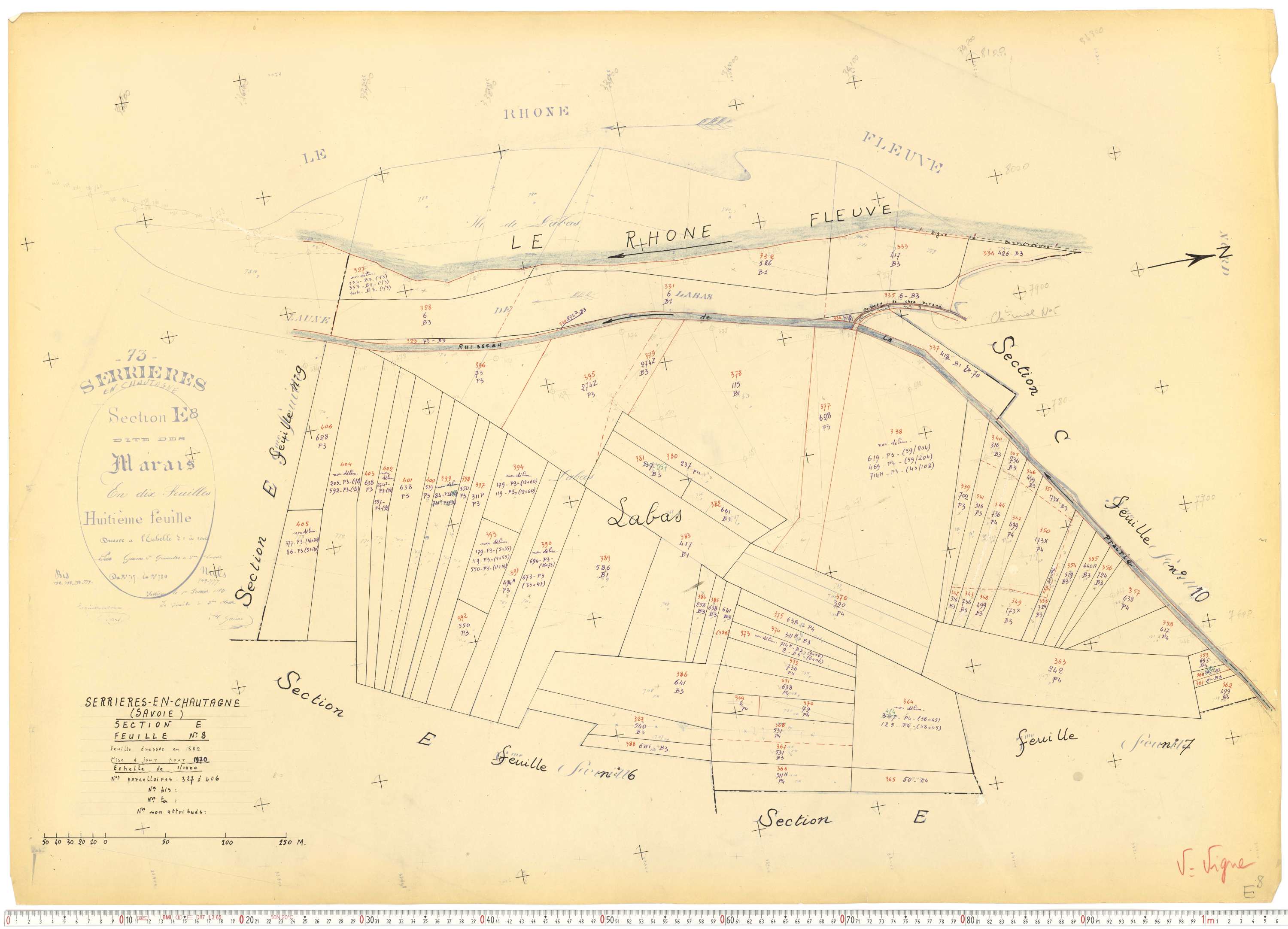 Serrières-en-Chautagne - Cadastre rénové, version de travail (1970).