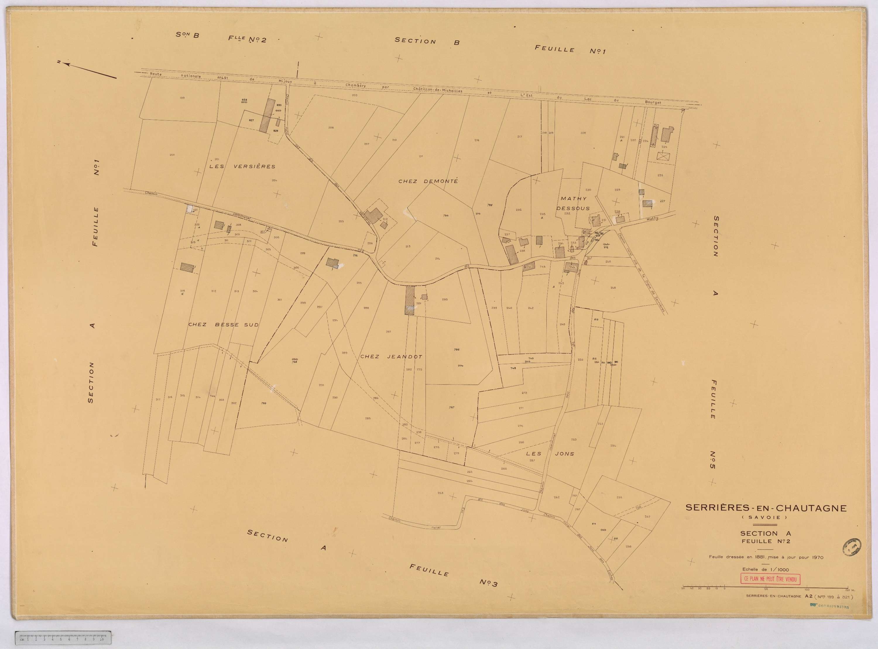 Serrières-en-Chautagne - Cadastre rénové, version définitive (1970).