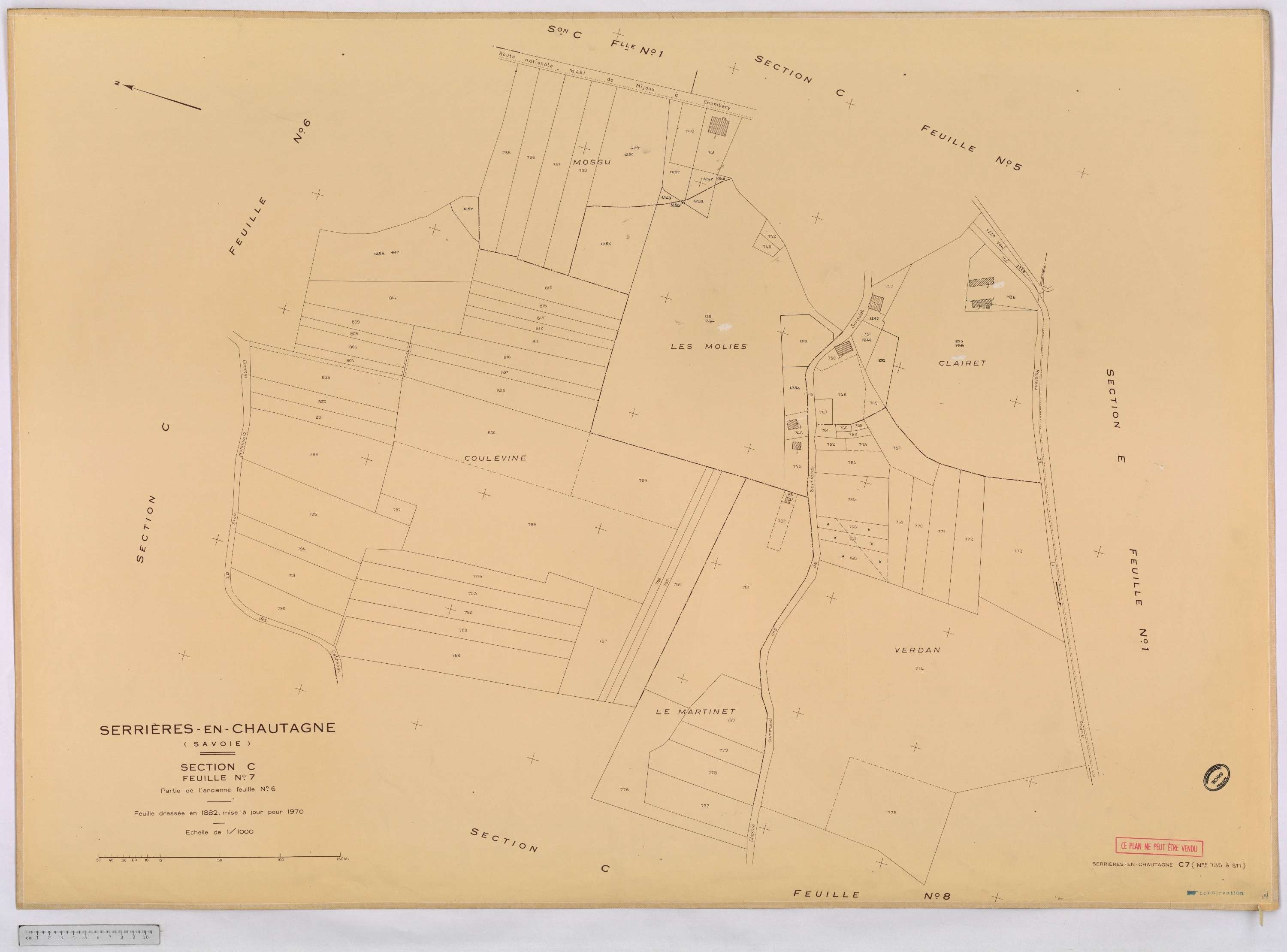Serrières-en-Chautagne - Cadastre rénové, version définitive (1970).