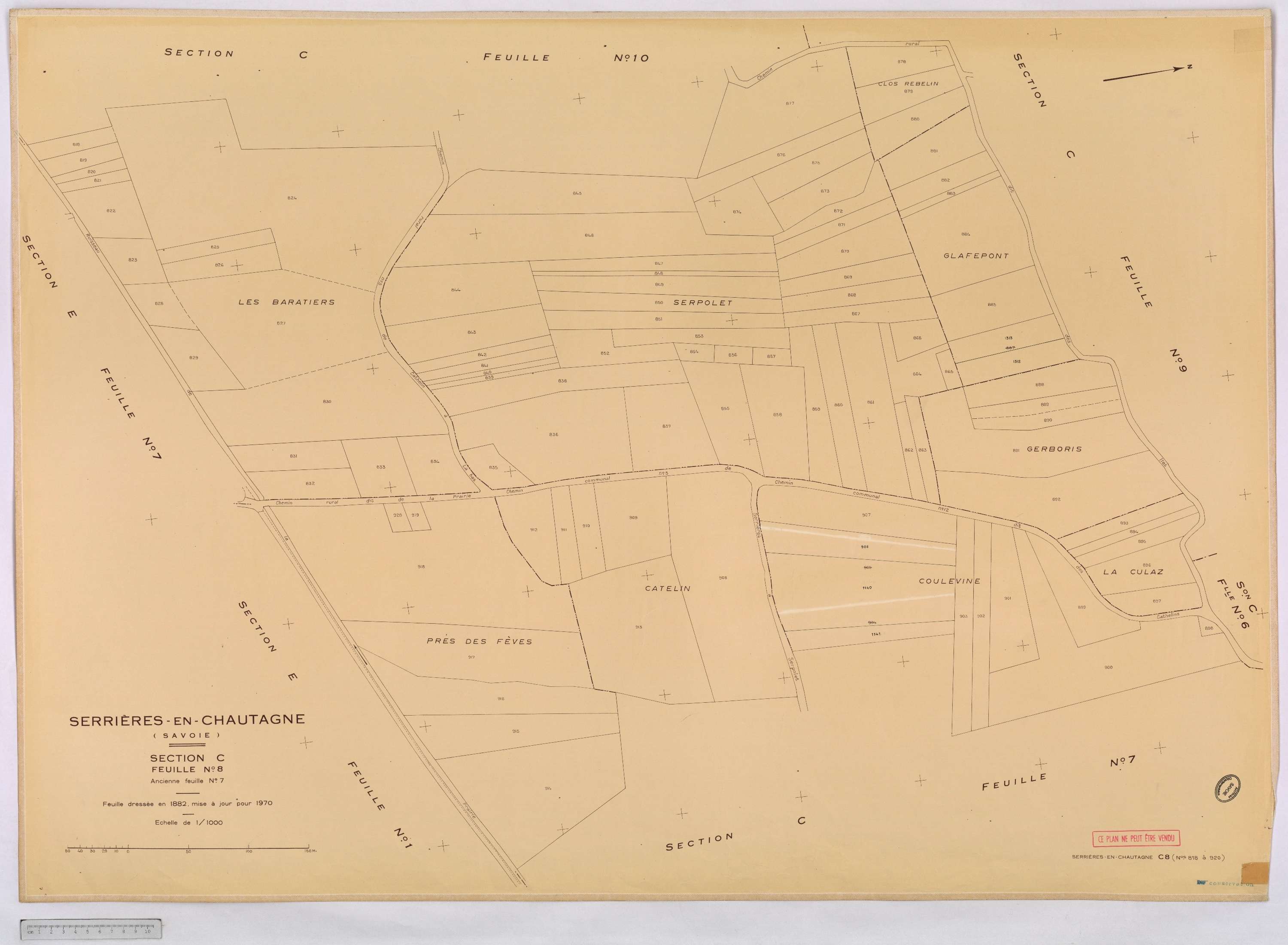 Serrières-en-Chautagne - Cadastre rénové, version définitive (1970).