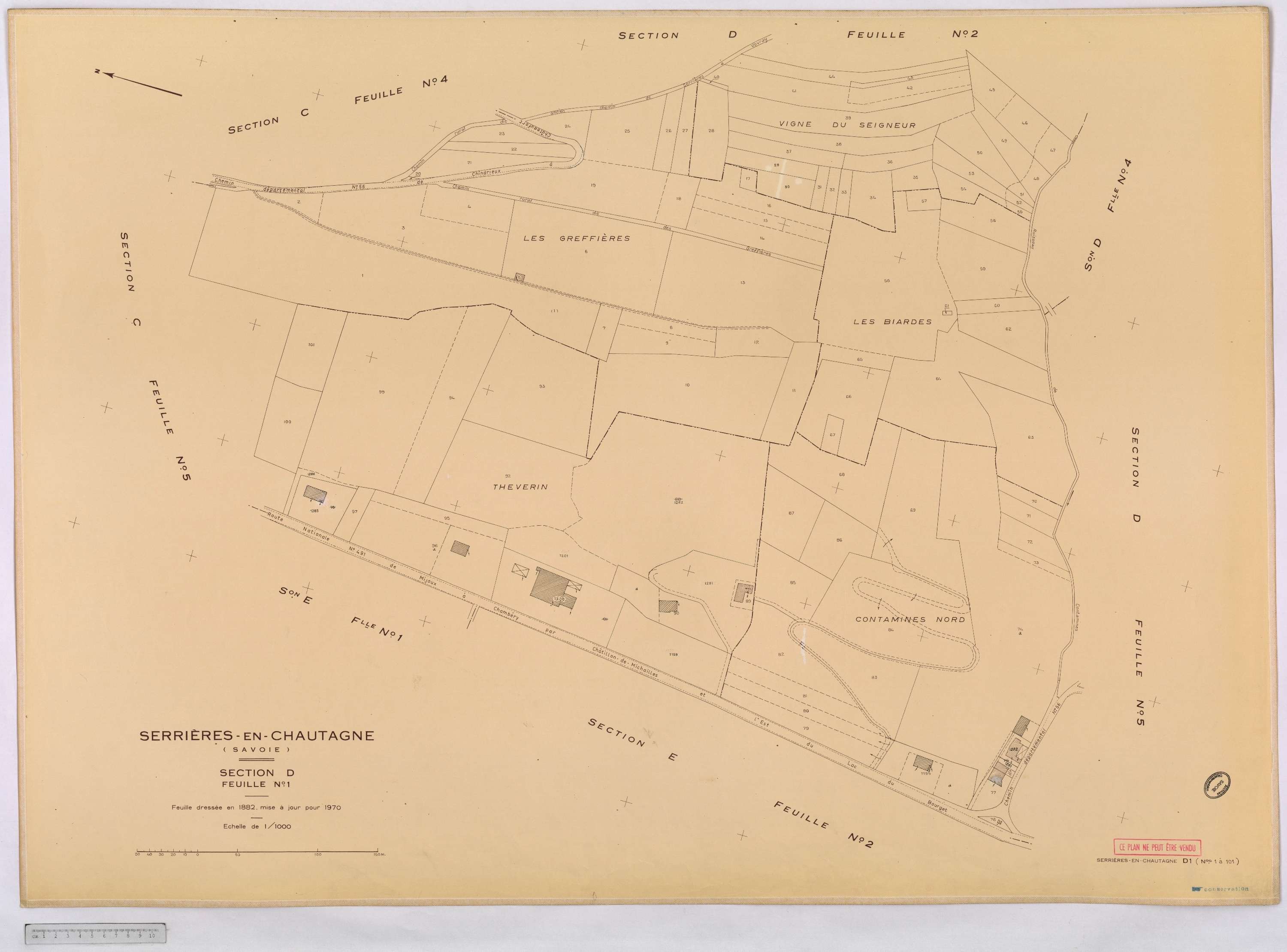 Serrières-en-Chautagne - Cadastre rénové, version définitive (1970).