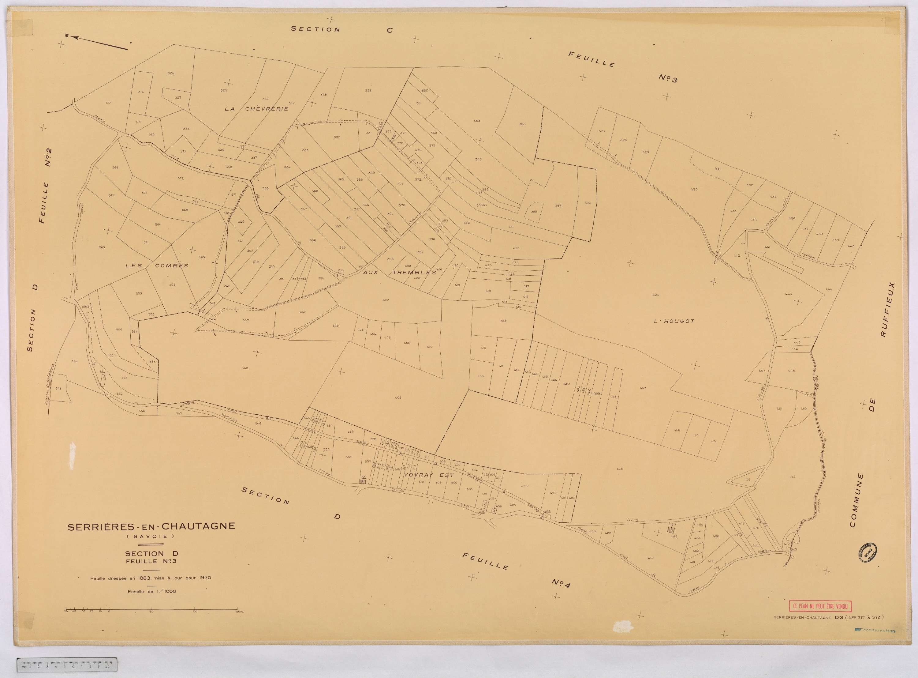 Serrières-en-Chautagne - Cadastre rénové, version définitive (1970).