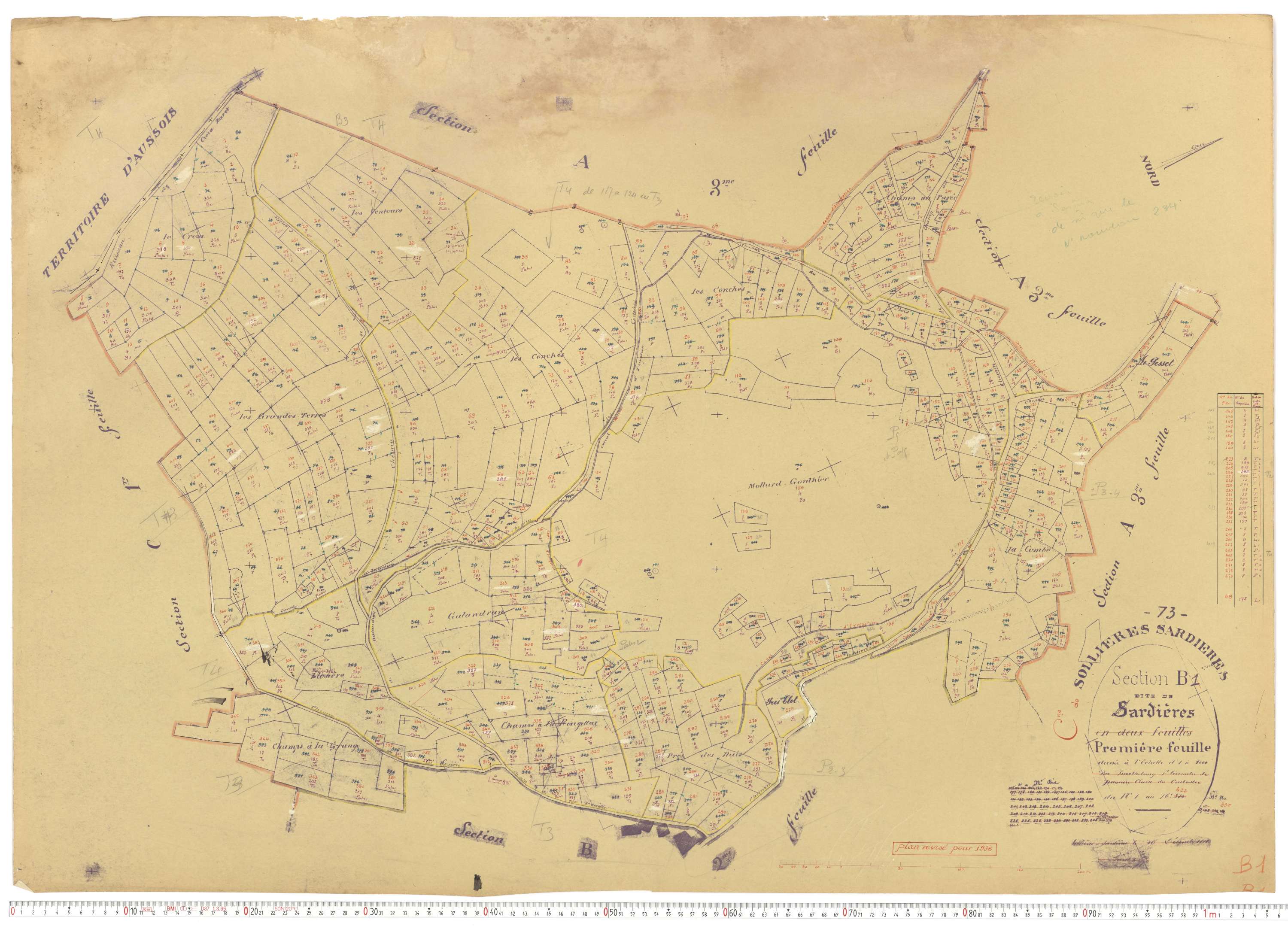 Sollières-Sardières - Plans cadastraux du cadastre rénové.