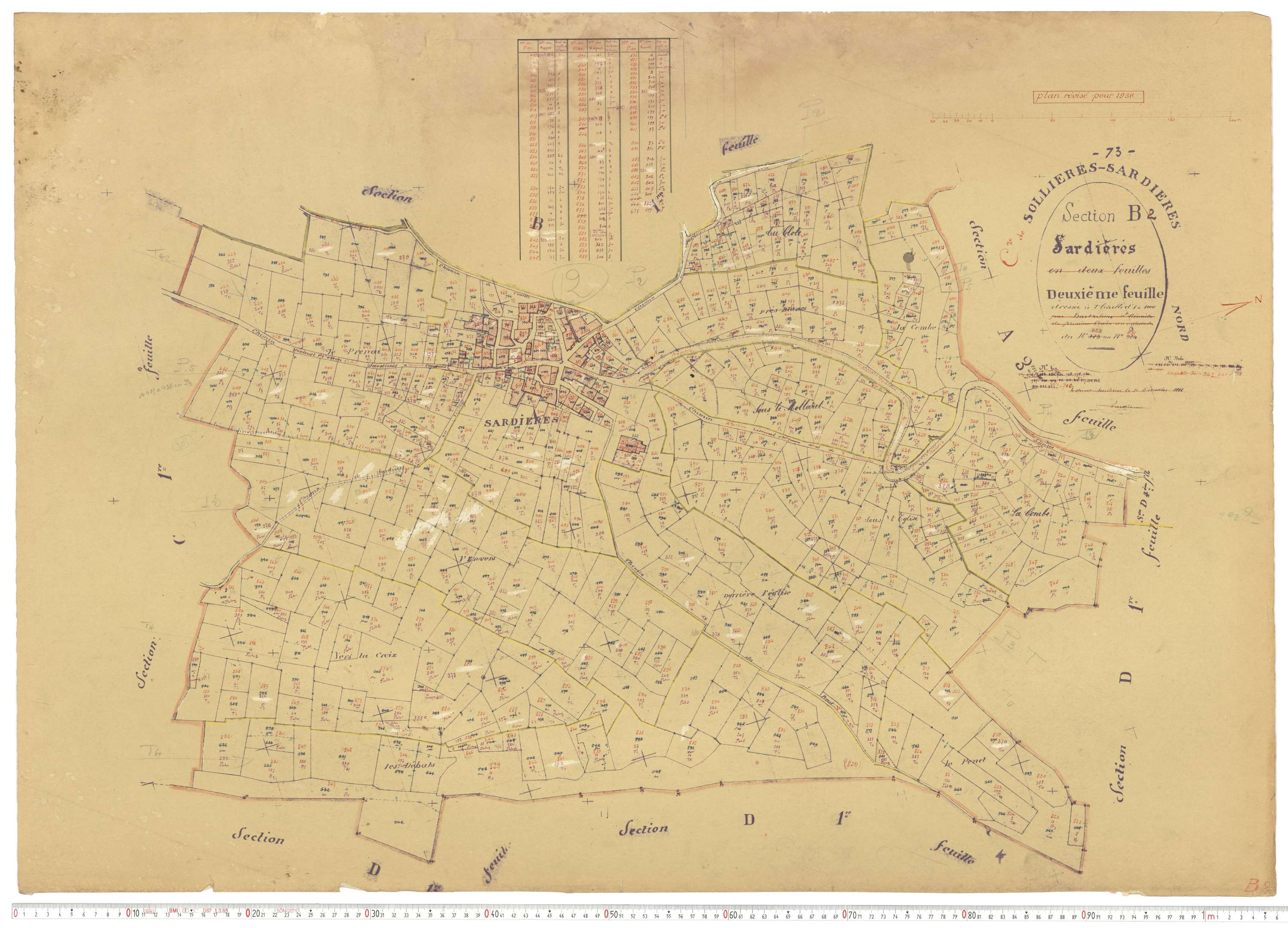 Sollières-Sardières - Plans cadastraux du cadastre rénové.
