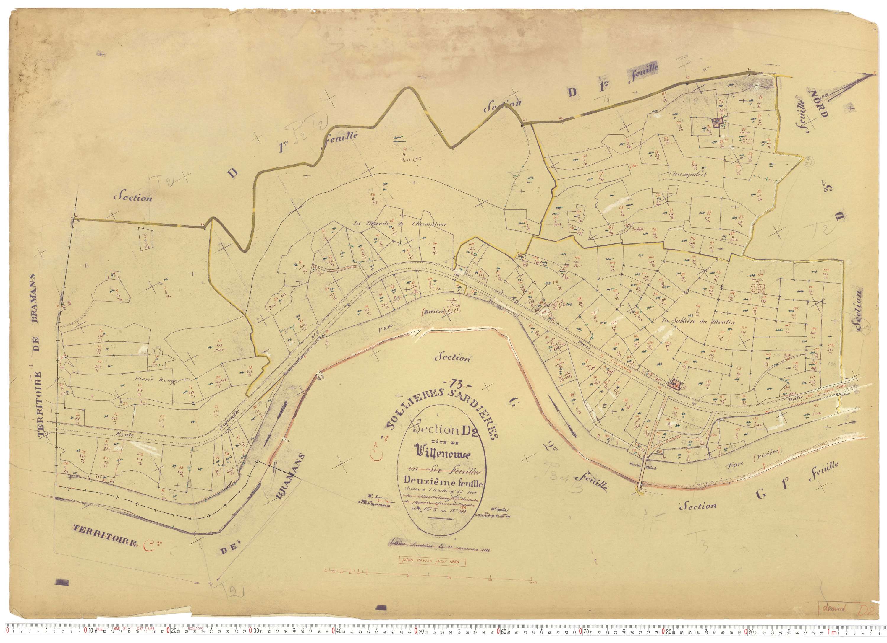 Sollières-Sardières - Plans cadastraux du cadastre rénové.