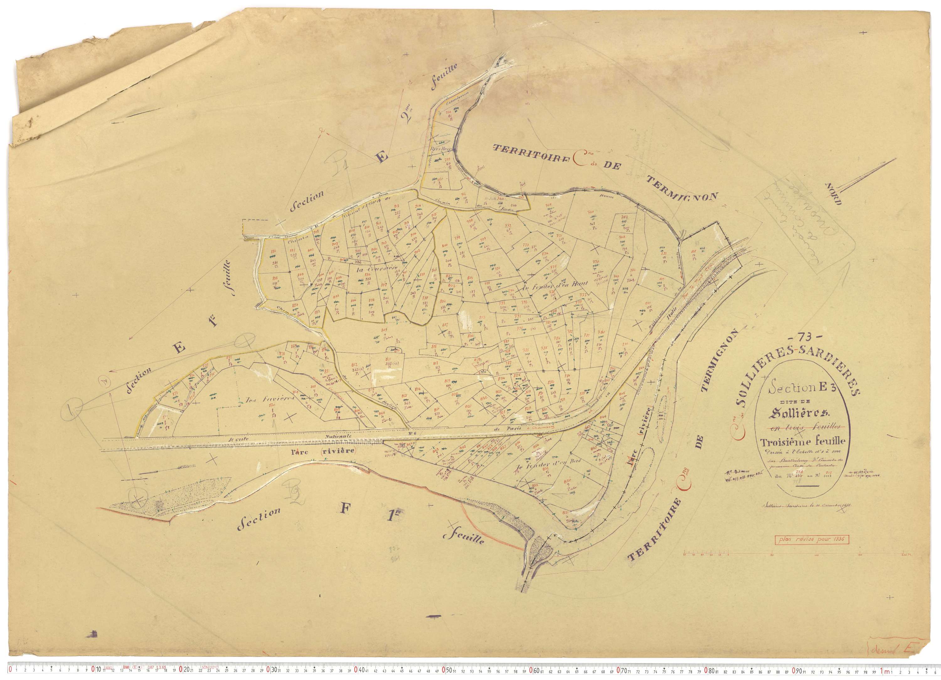 Sollières-Sardières - Plans cadastraux du cadastre rénové.