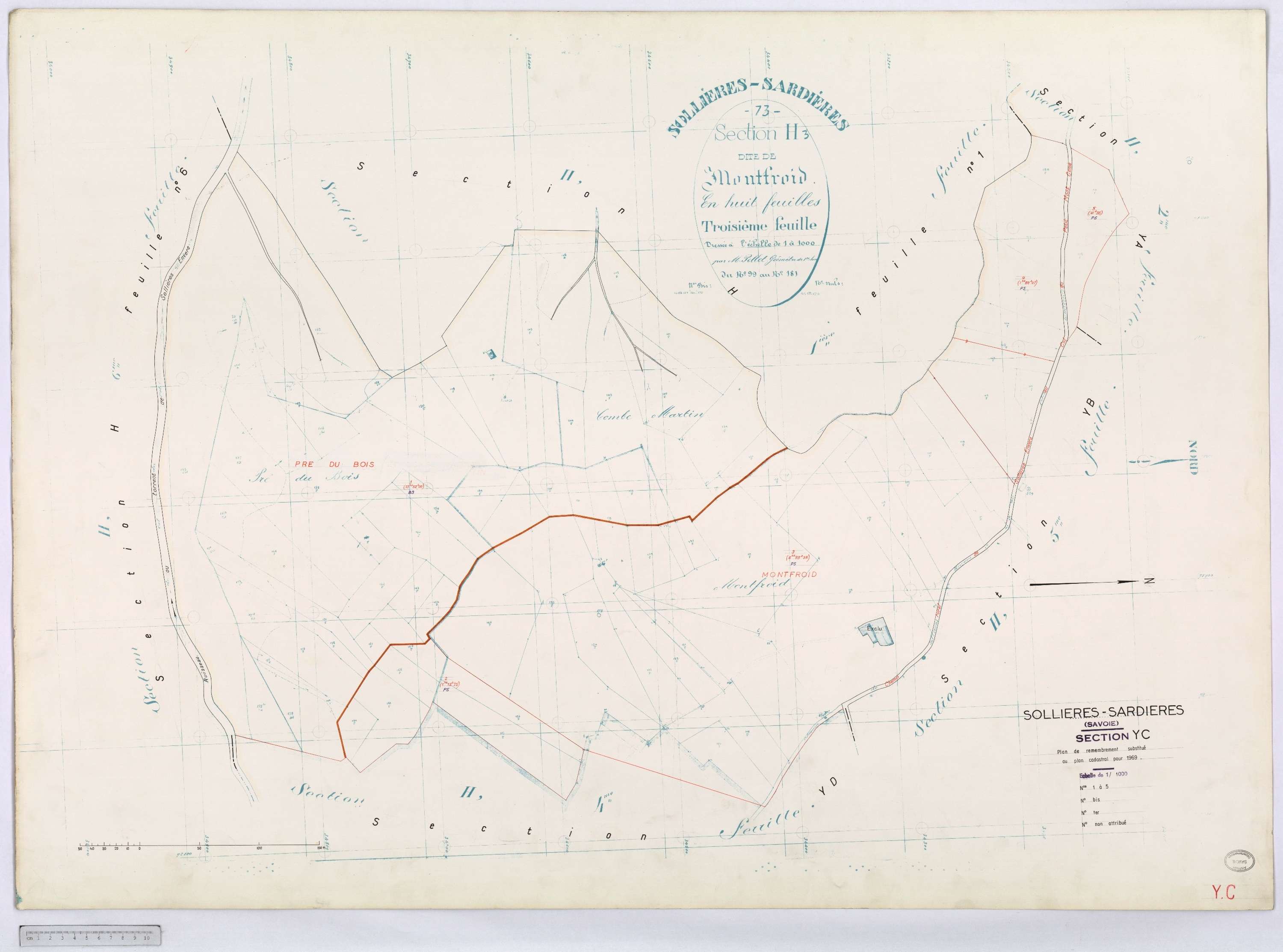 Sollières-Sardières - Cadastre remembré (1969).