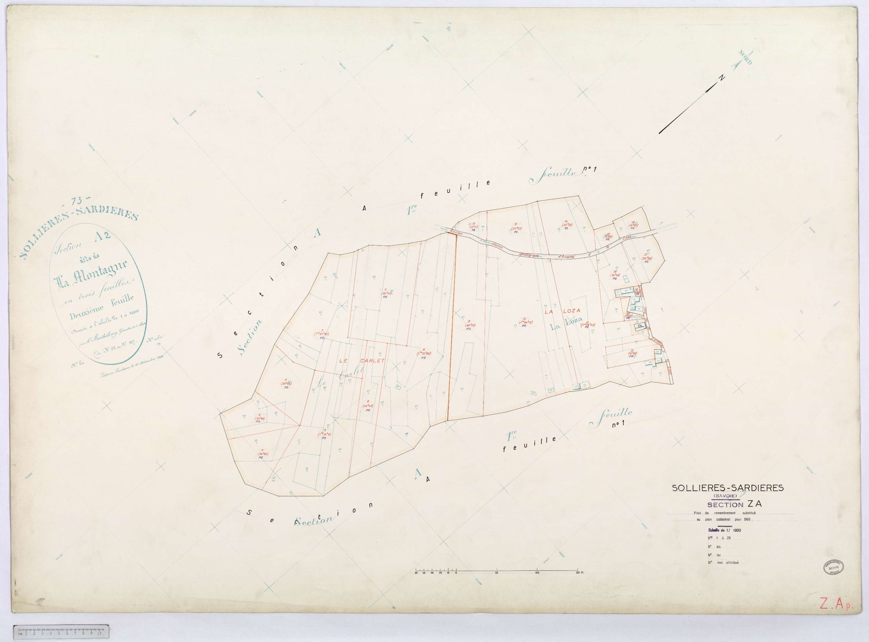 Sollières-Sardières - Cadastre remembré (1969).