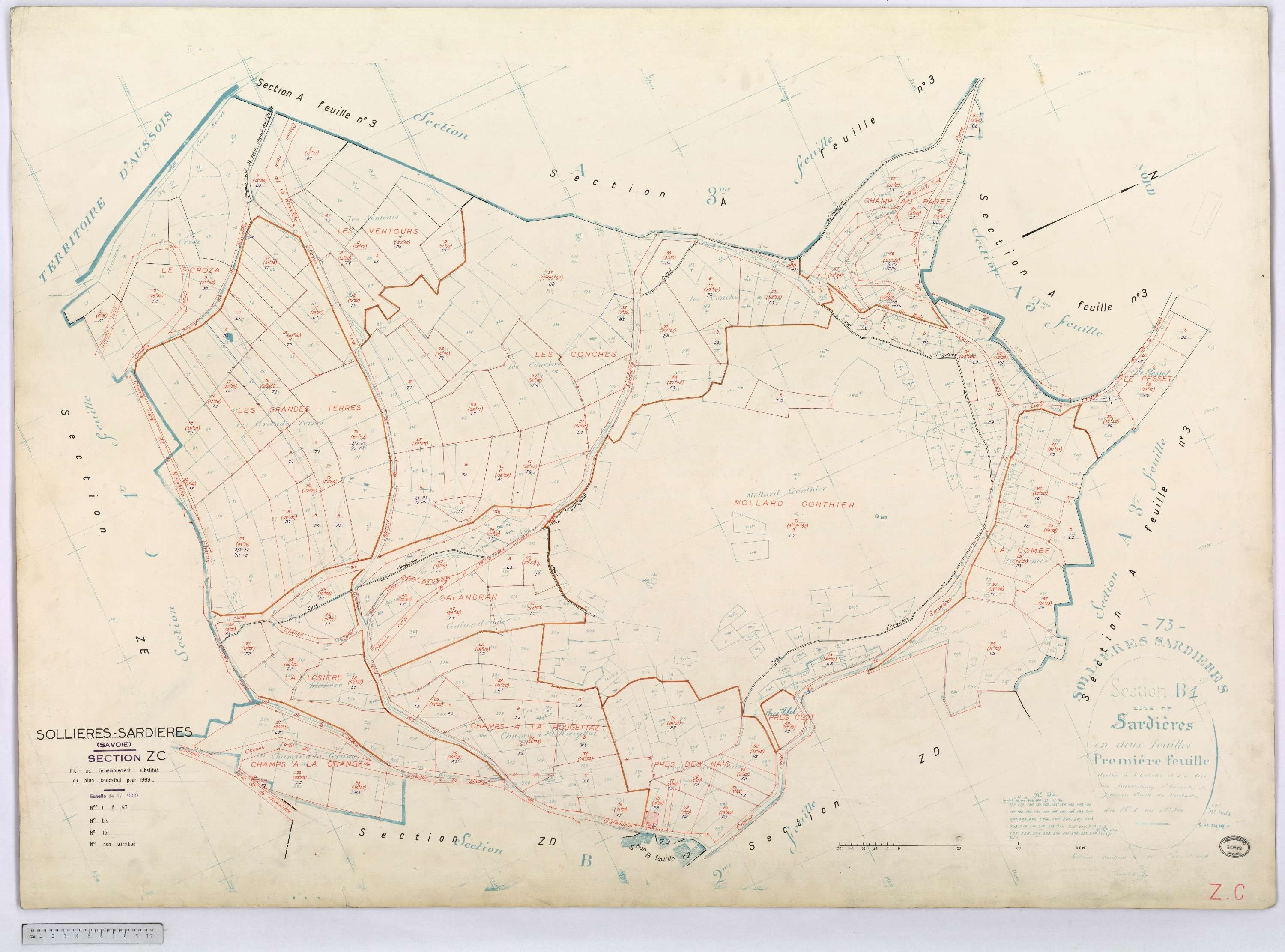 Sollières-Sardières - Cadastre remembré (1969).