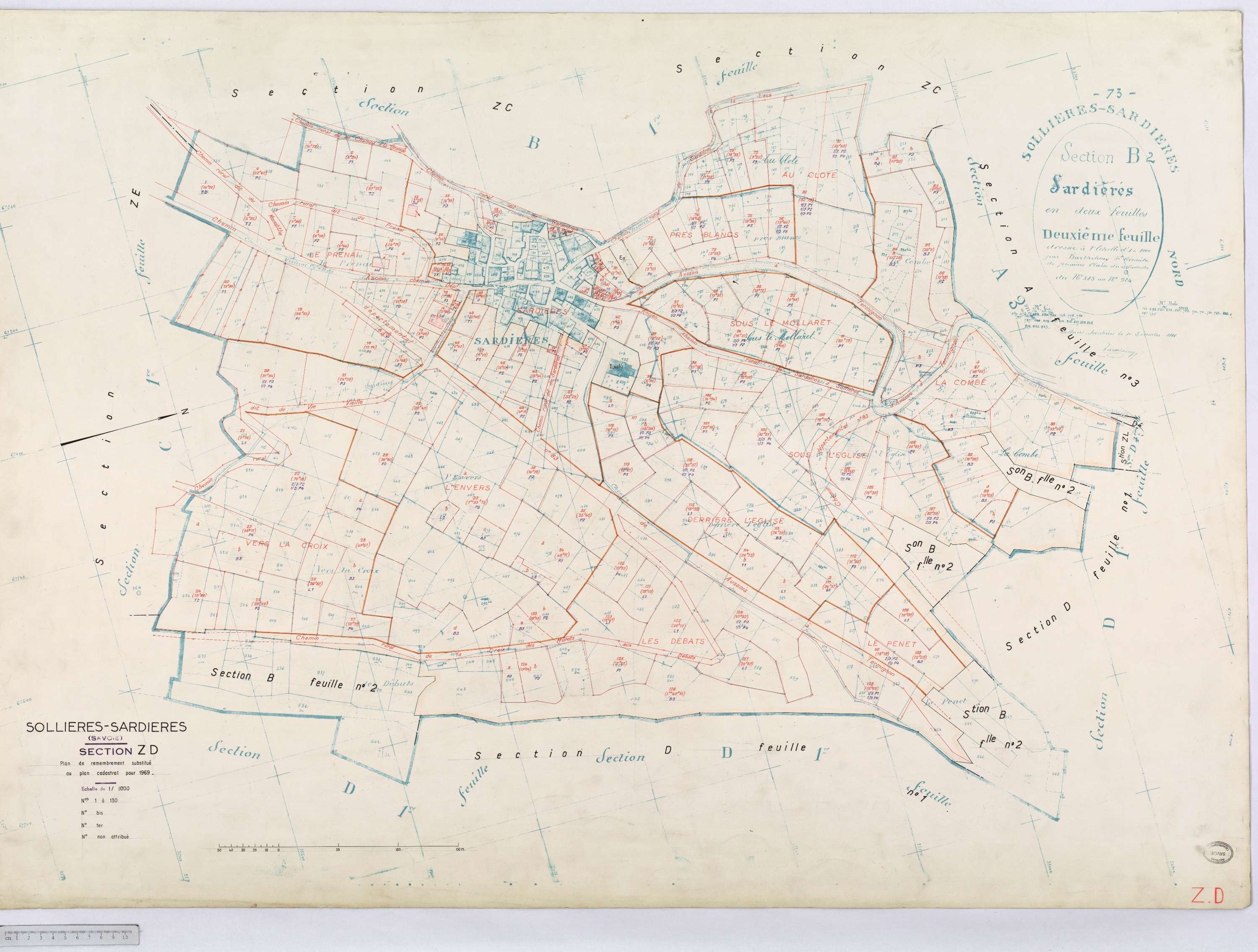 Sollières-Sardières - Cadastre remembré (1969).