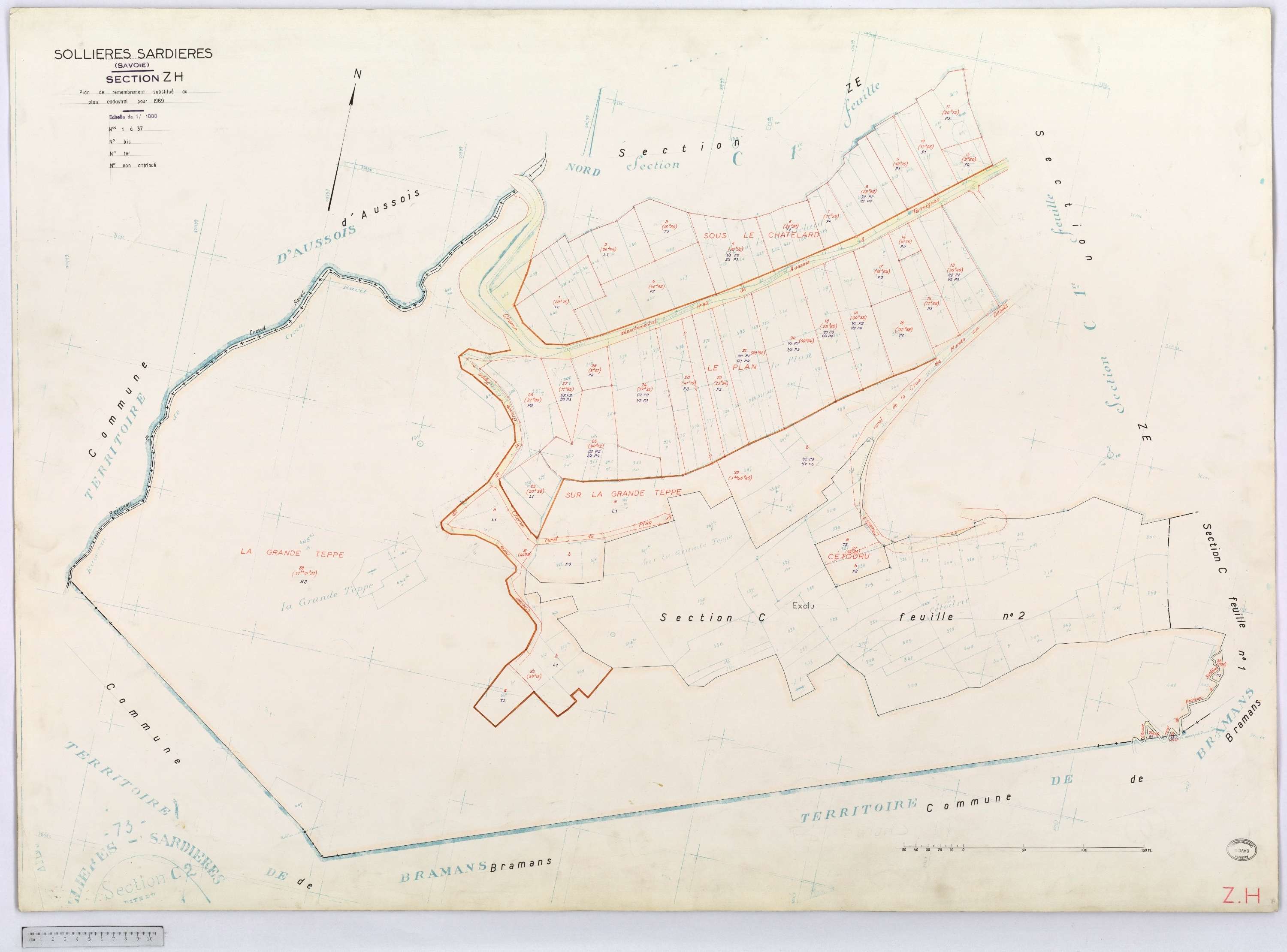 Sollières-Sardières - Cadastre remembré (1969).