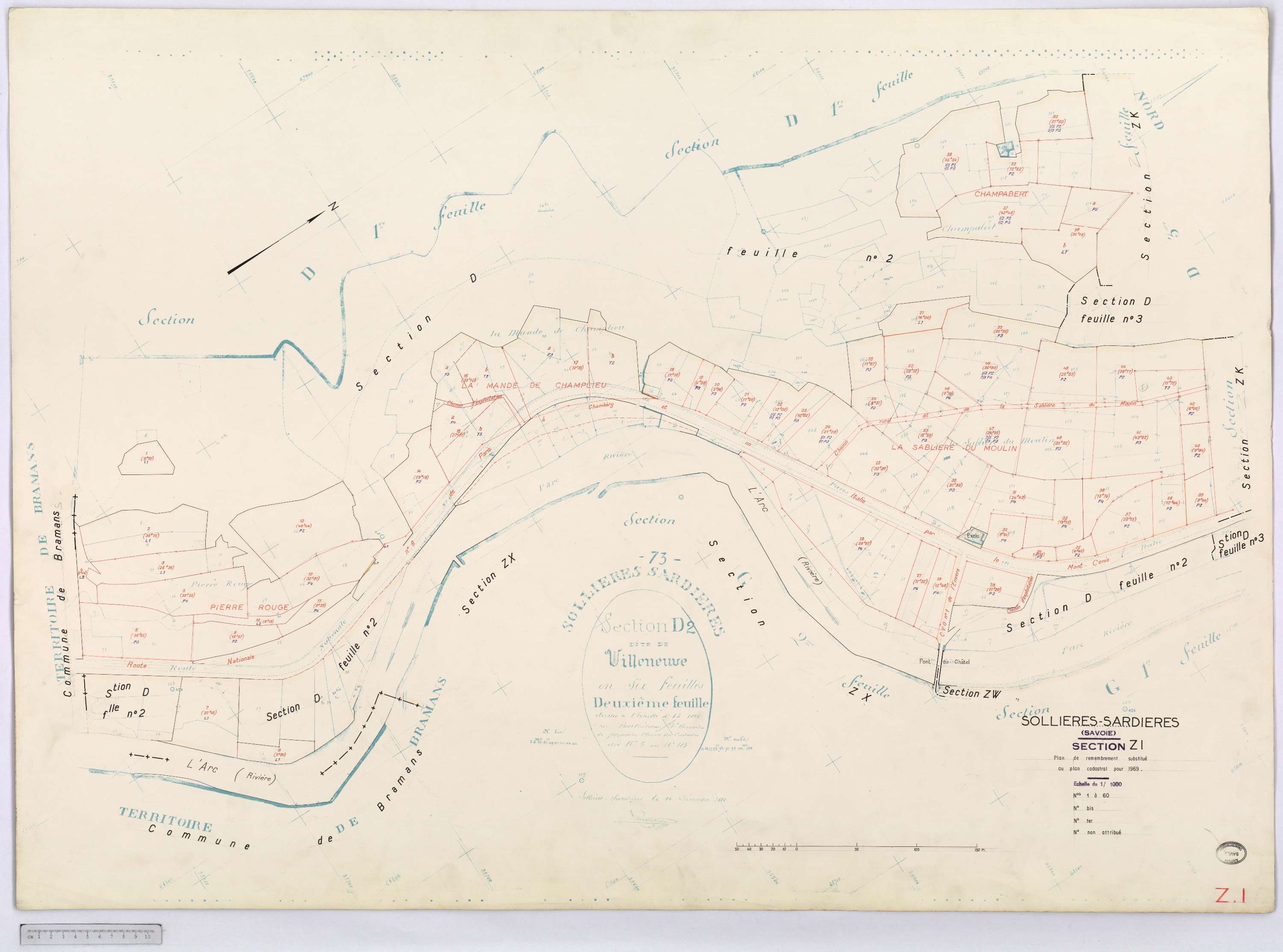 Sollières-Sardières - Cadastre remembré (1969).
