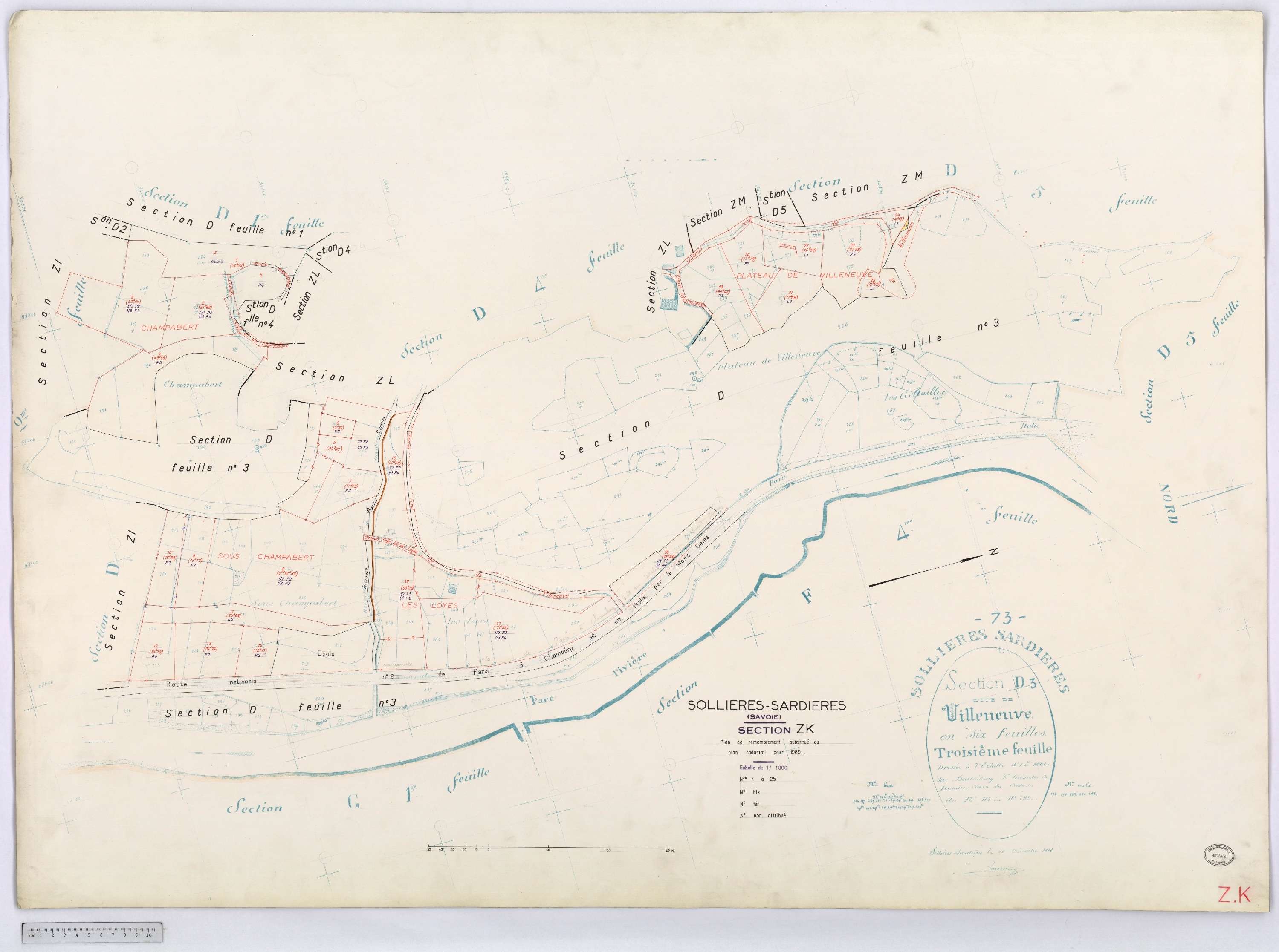 Sollières-Sardières - Cadastre remembré (1969).